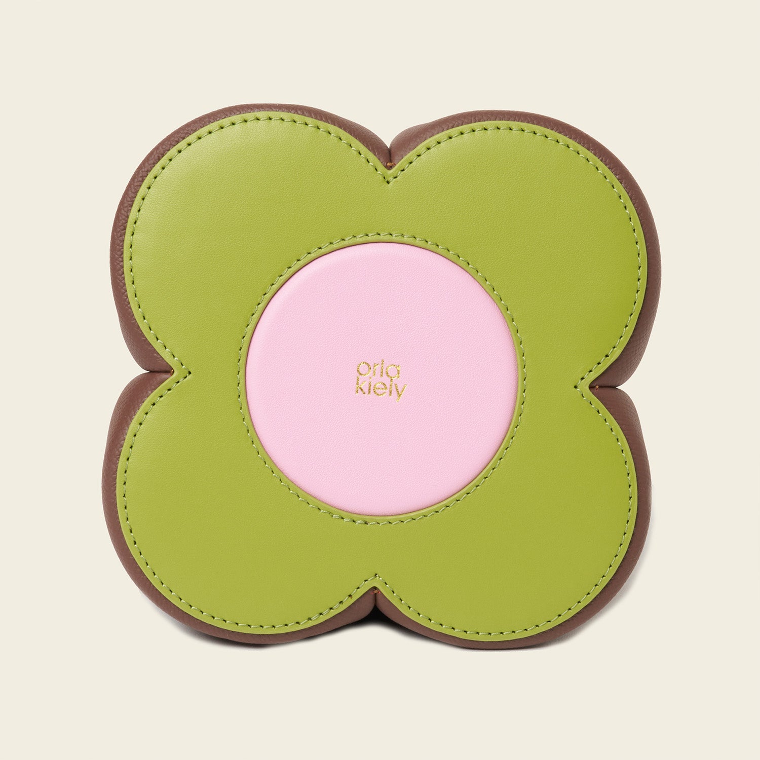 Medium Flower Petal Leather Crossbody Bag - Dark Brown