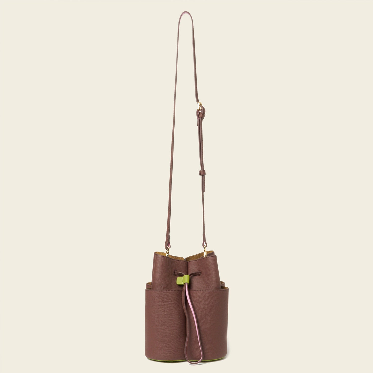 Medium Flower Petal Leather Crossbody Bag - Dark Brown