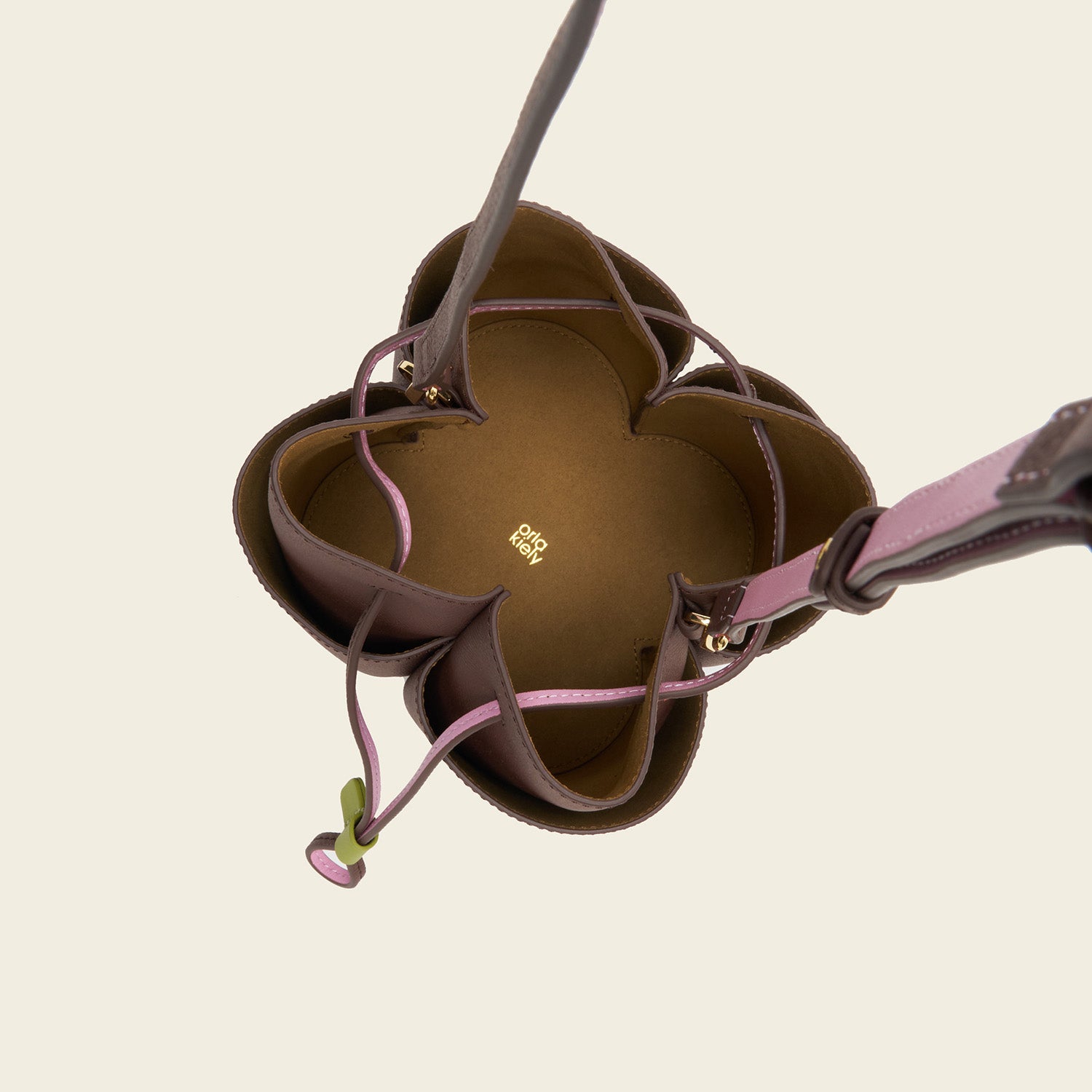 Medium Flower Petal Leather Crossbody Bag - Dark Brown