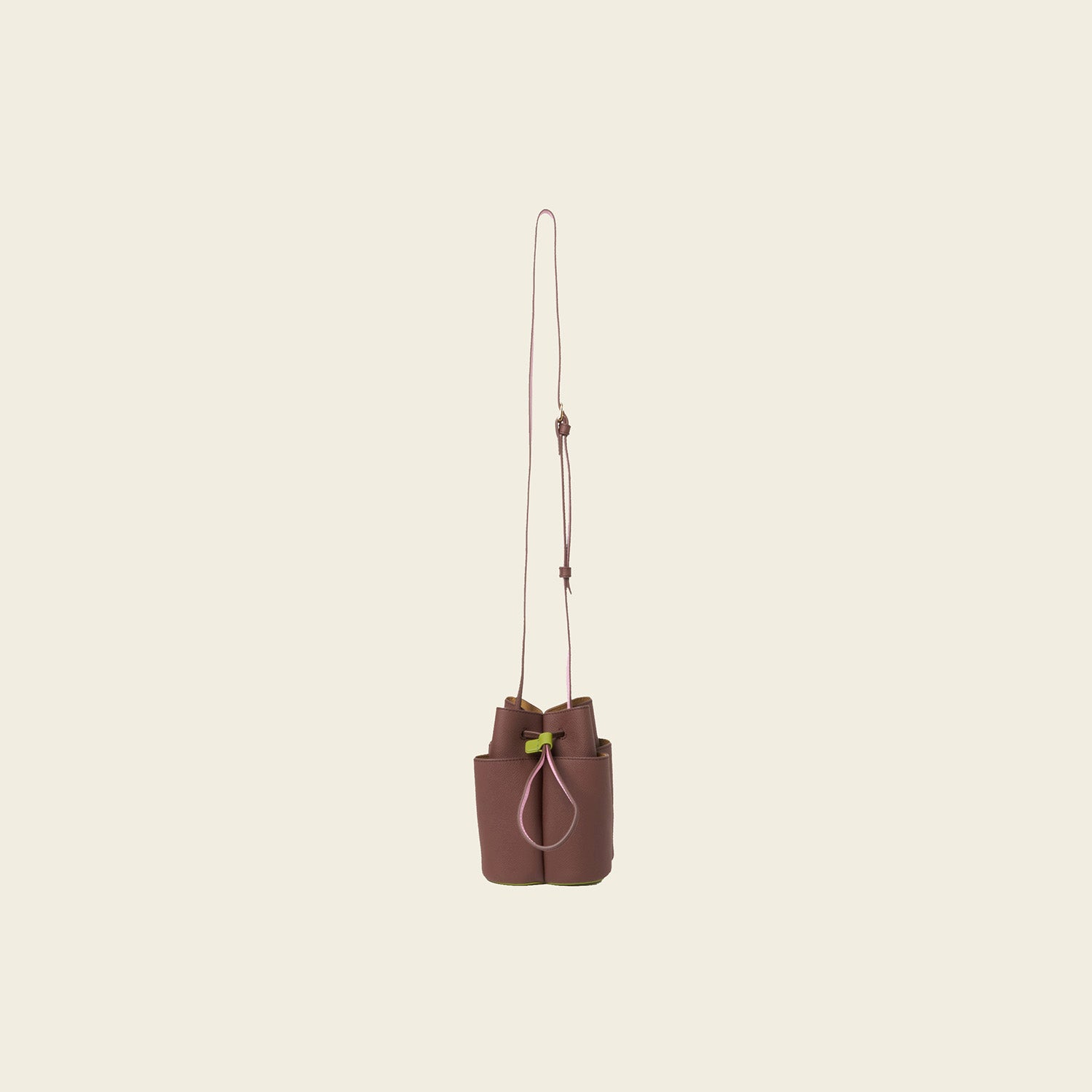 Small Flower Petal Leather Crossbody Bag - Dark Brown