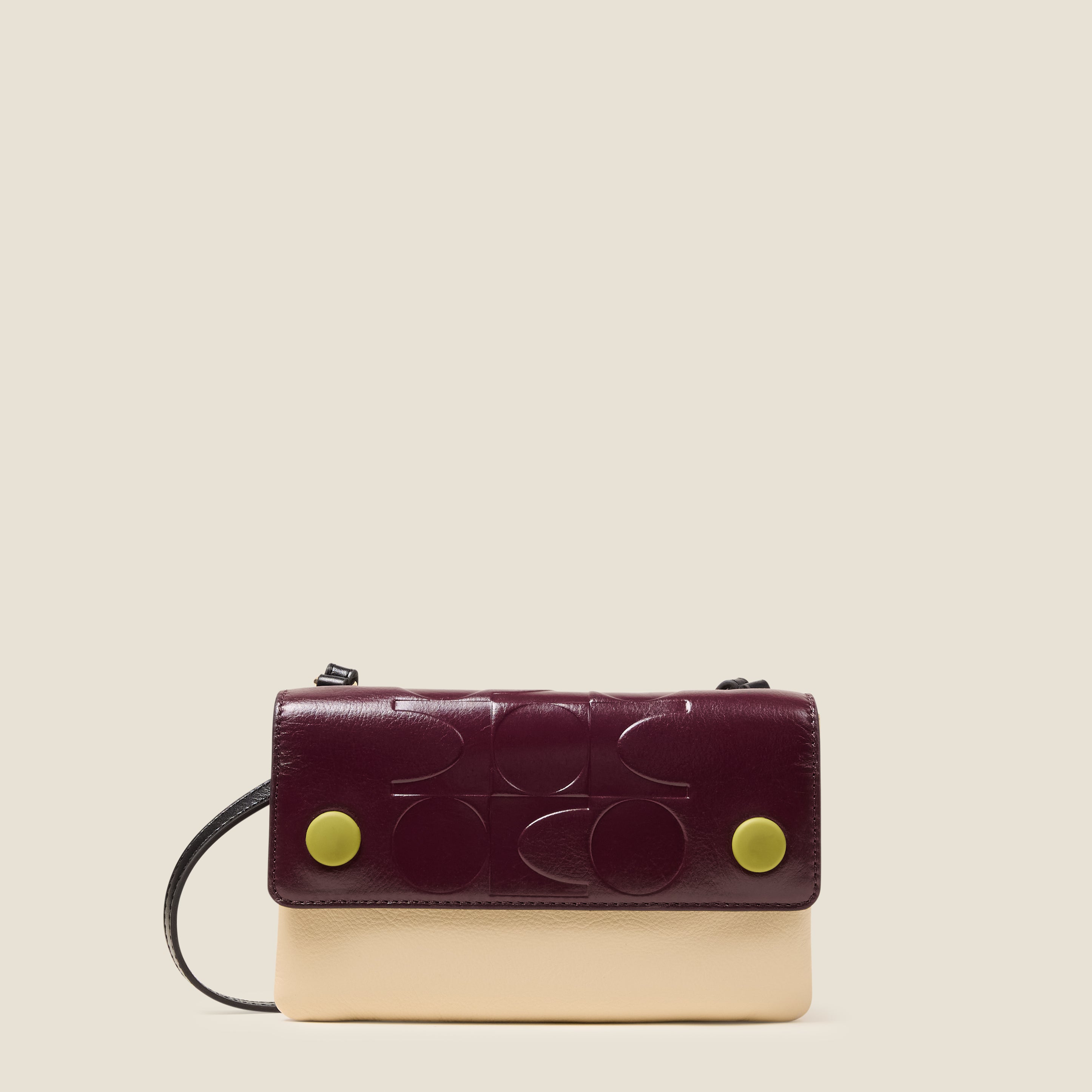 Flap Folio Leather Crossbody Bag - OK Colourblock Burgundy