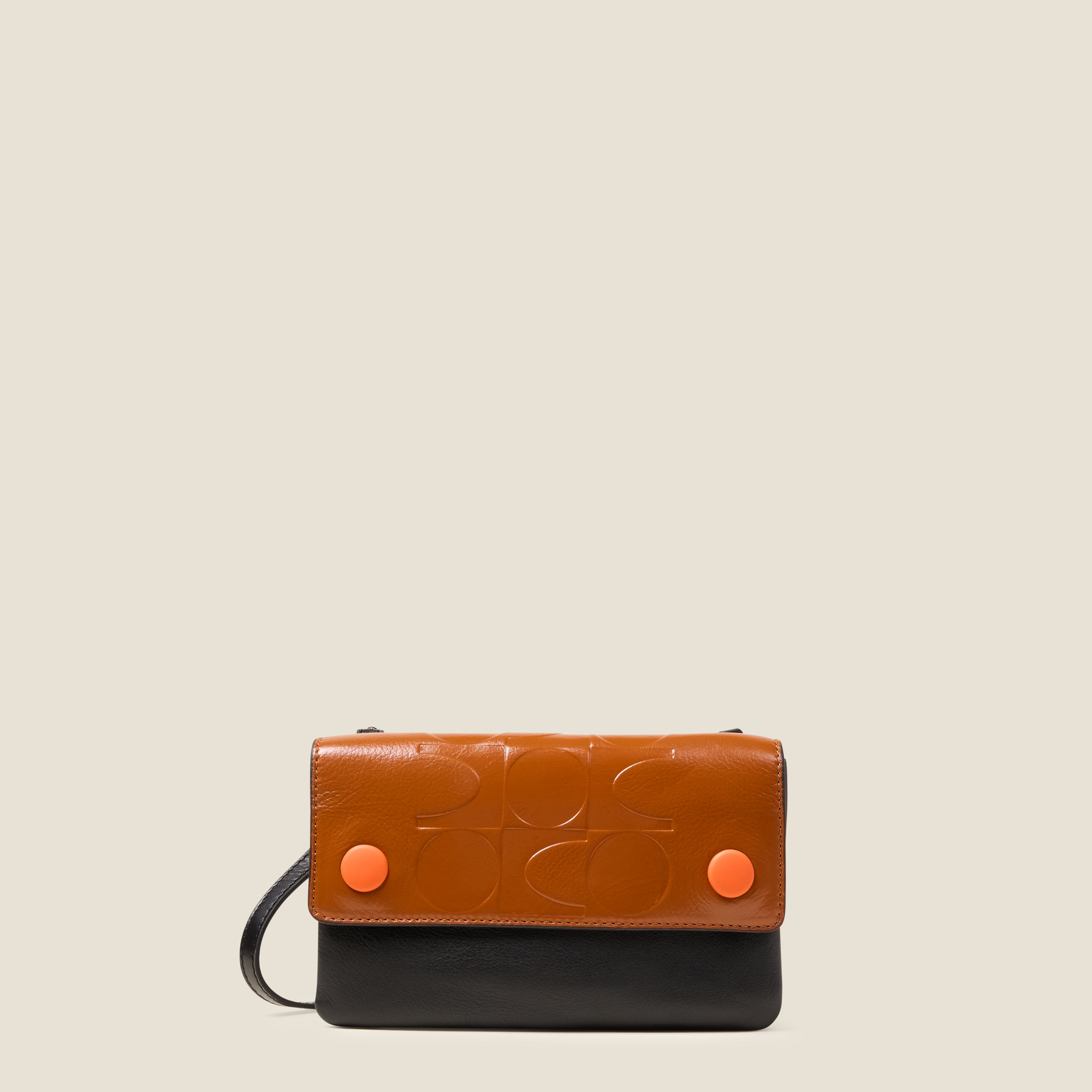 Flap Folio Leather Crossbody Bag - OK Colourblock Sienna