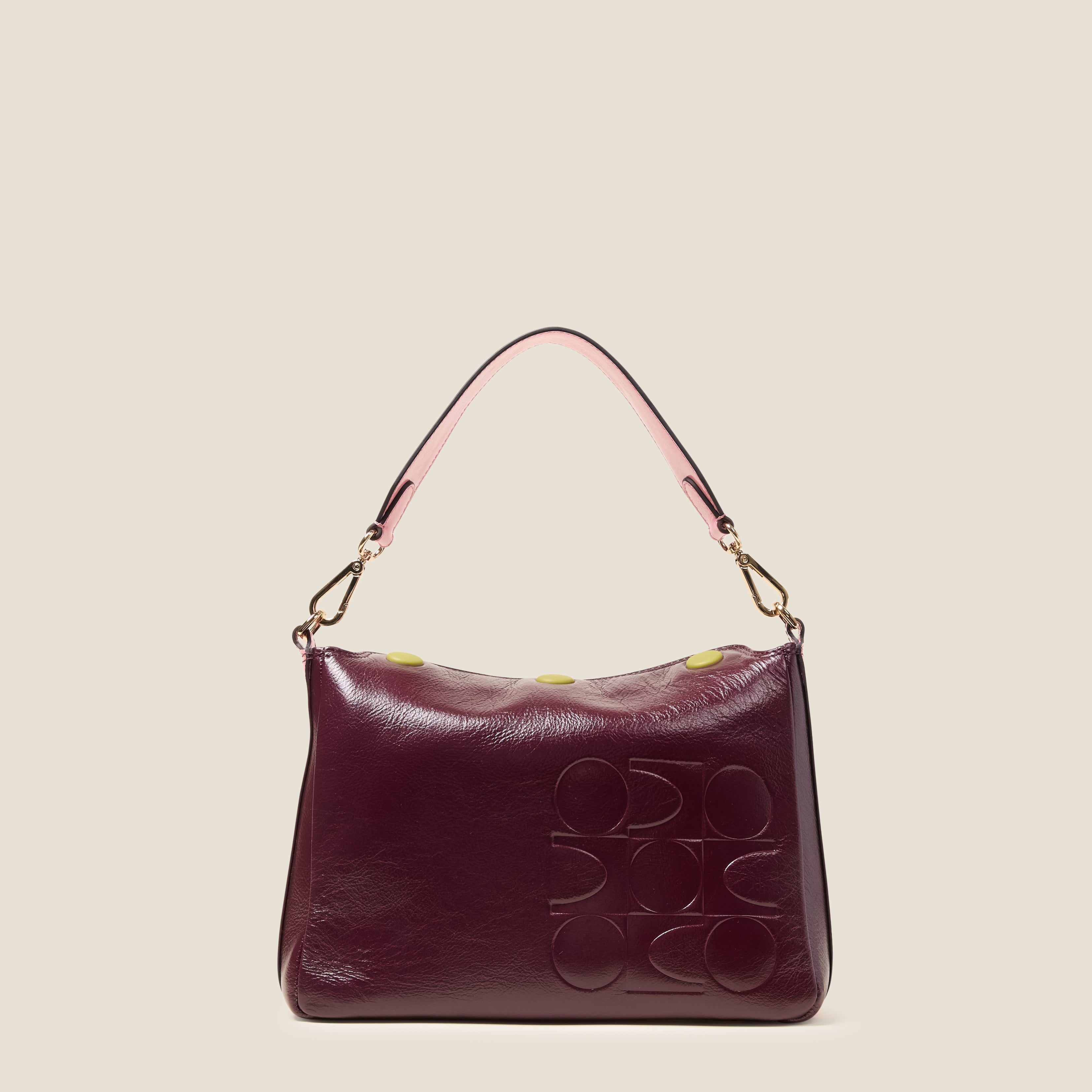 Small Softie Leather Shoulder Bag - OK Colourblock Burgundy