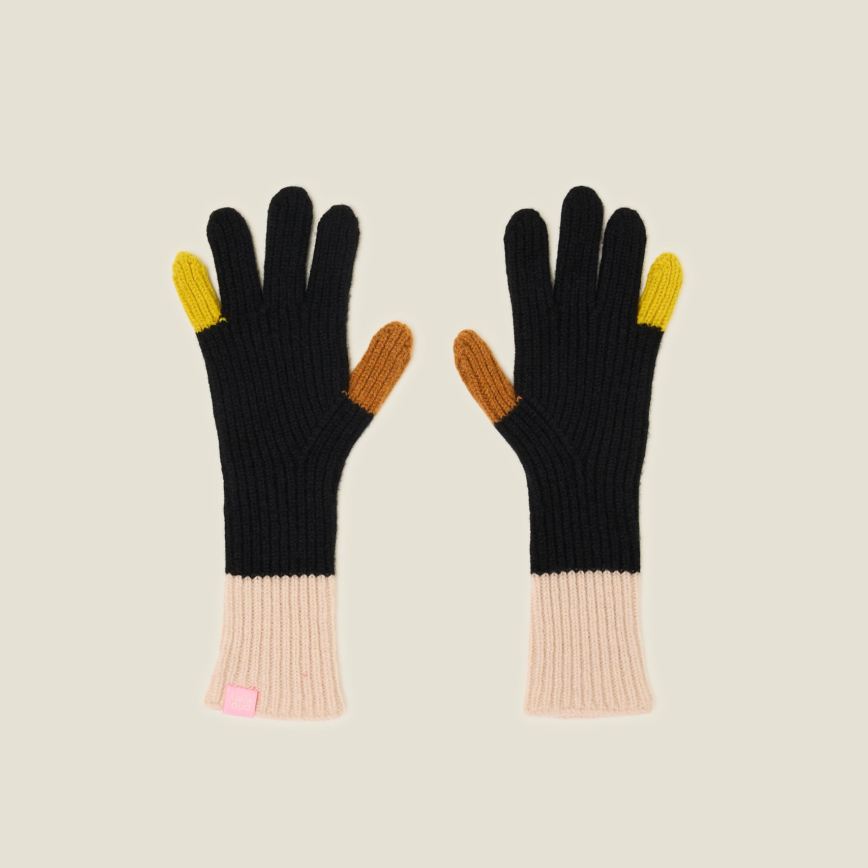 Colour Pop Wool Gloves - Cream Black