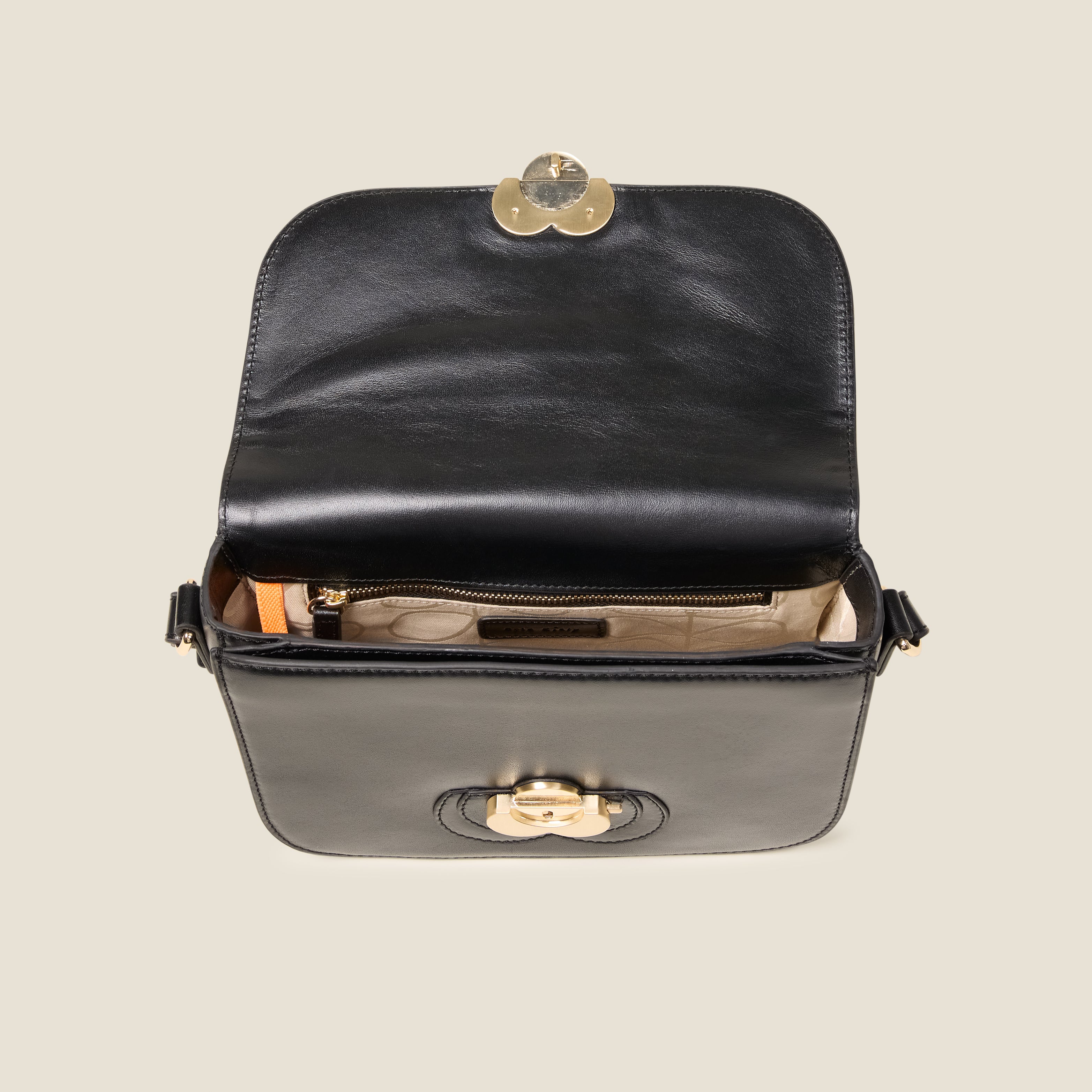 Eclipse Leather Crossbody Bag - Flower Applique Black