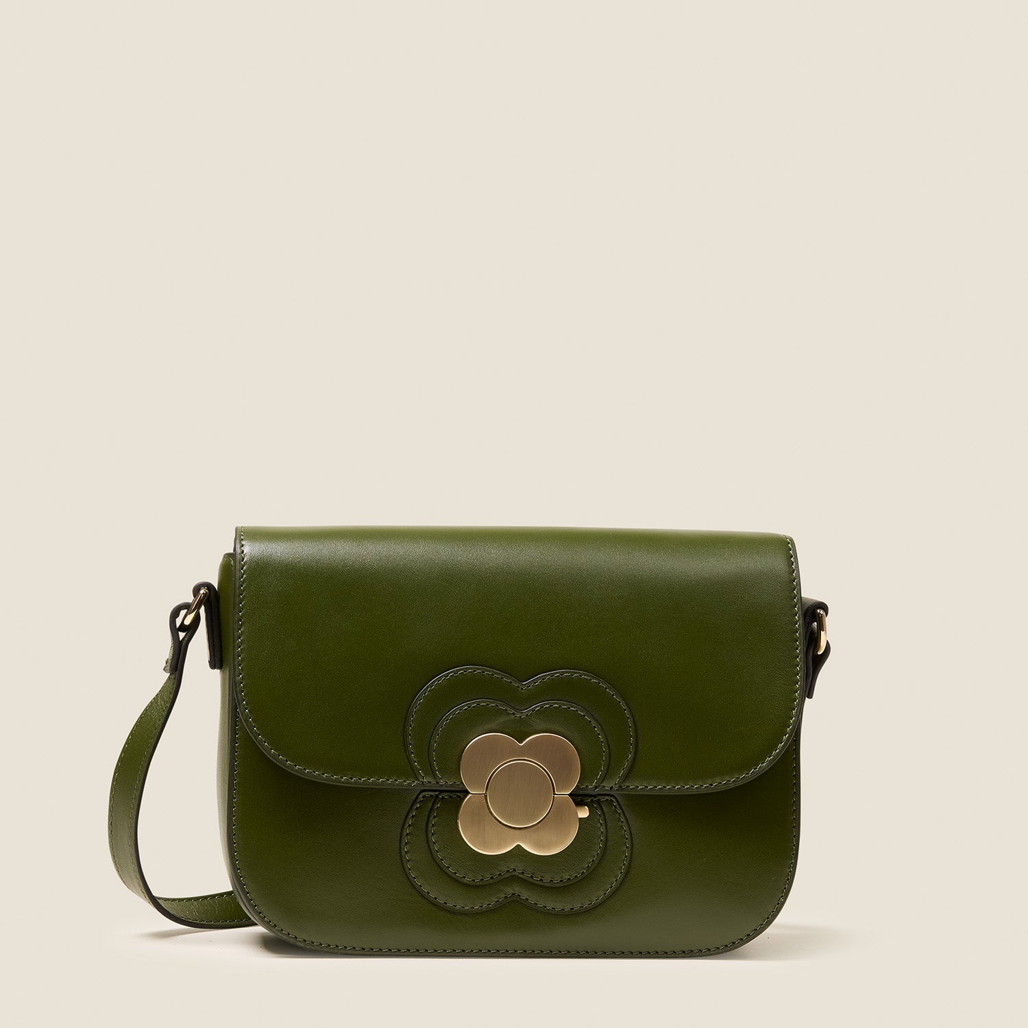 Eclipse Leather Crossbody Bag - Flower Applique Forest
