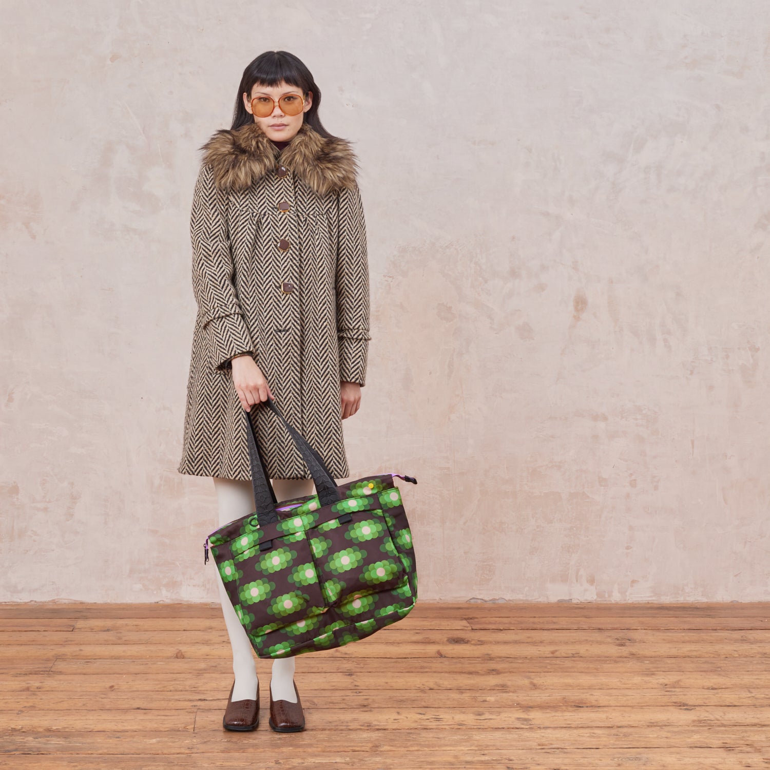 Axis Tote Bag - Flower Haze Neon Green