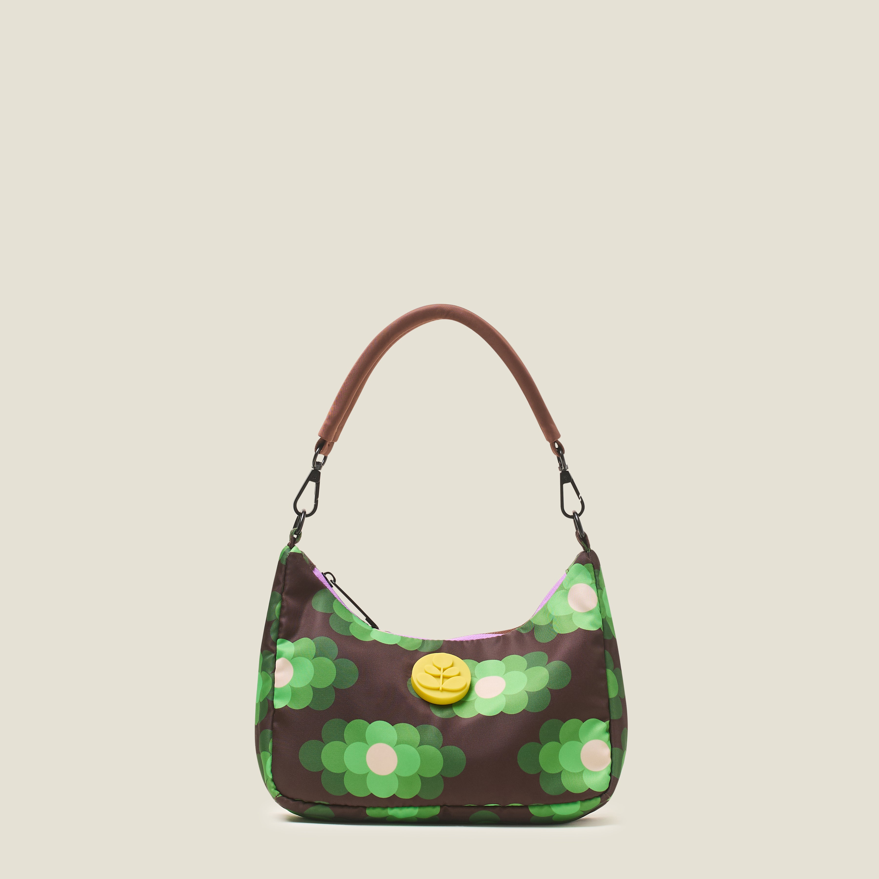 Venn Crossbody Bag in neon green and brown retro flower print from Orla Kiely