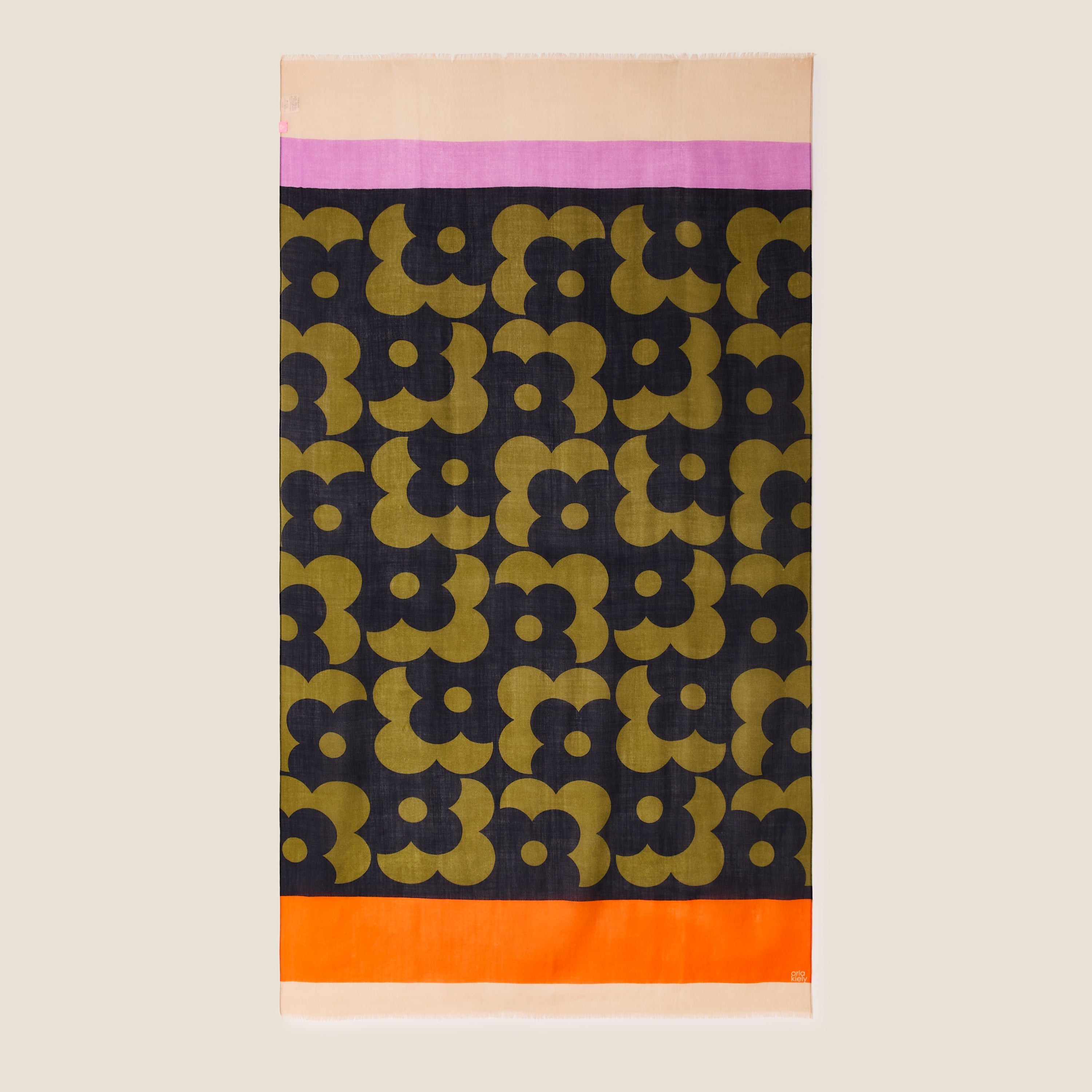 Wool Scarf - Flower Shadow Spot Navy