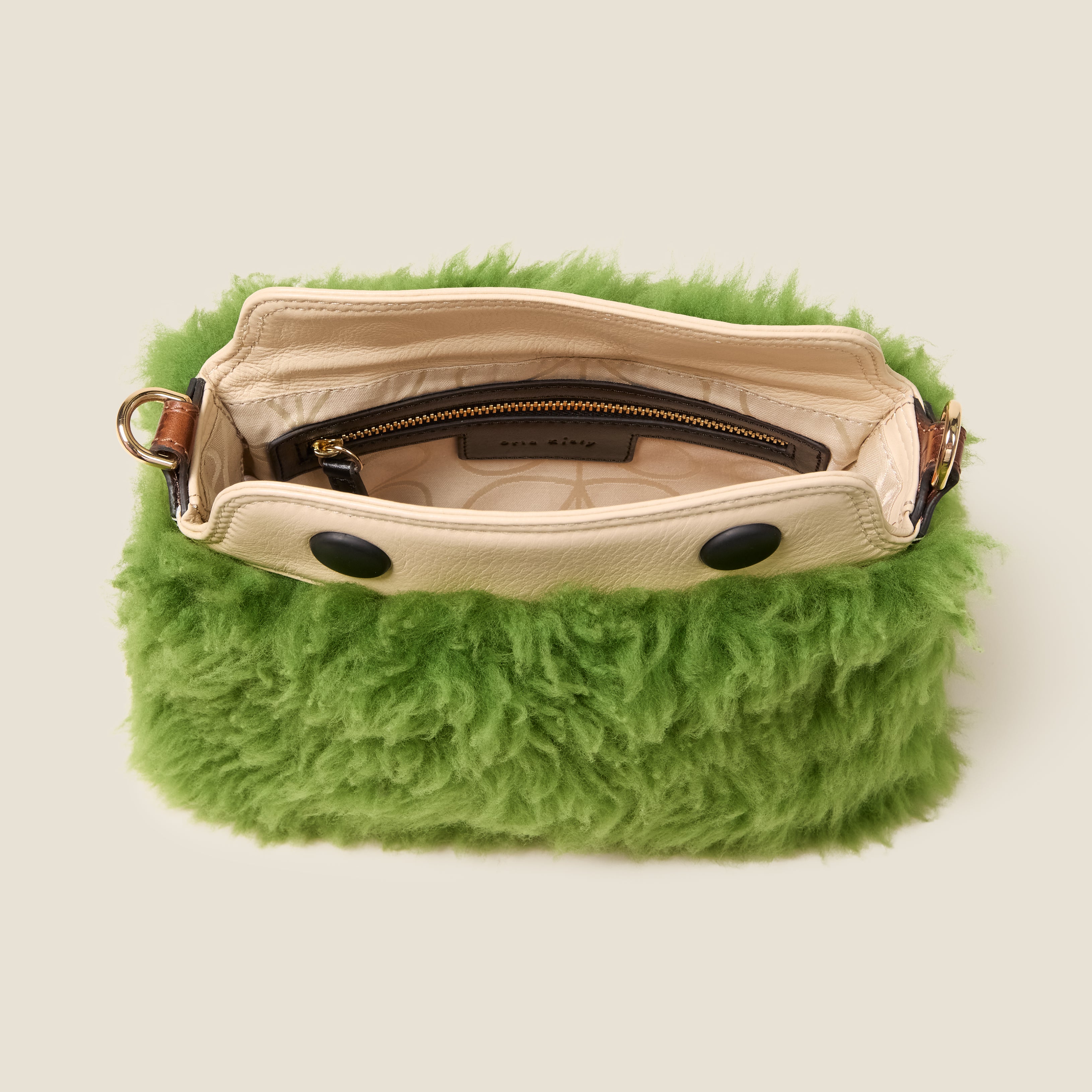 Mini Softie Leather Crossbody Bag - Sheepskin Colourblock Green