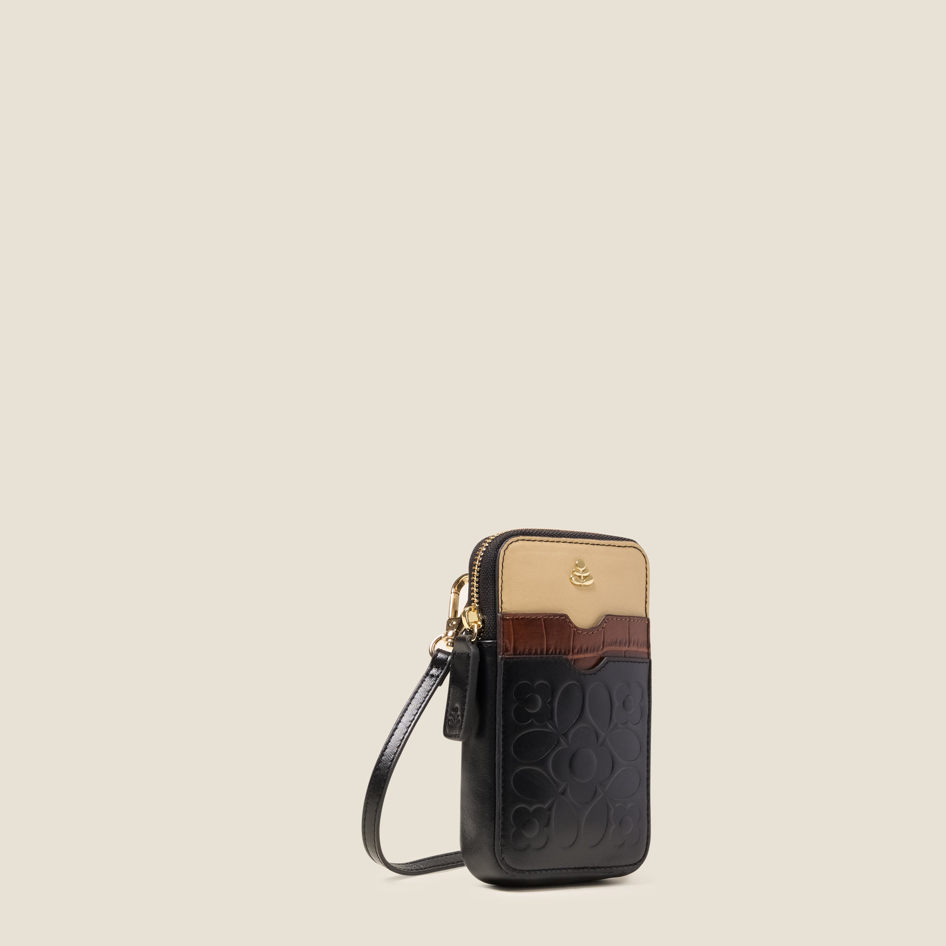 Ariel Leather Phone Case - Tile Emboss Black