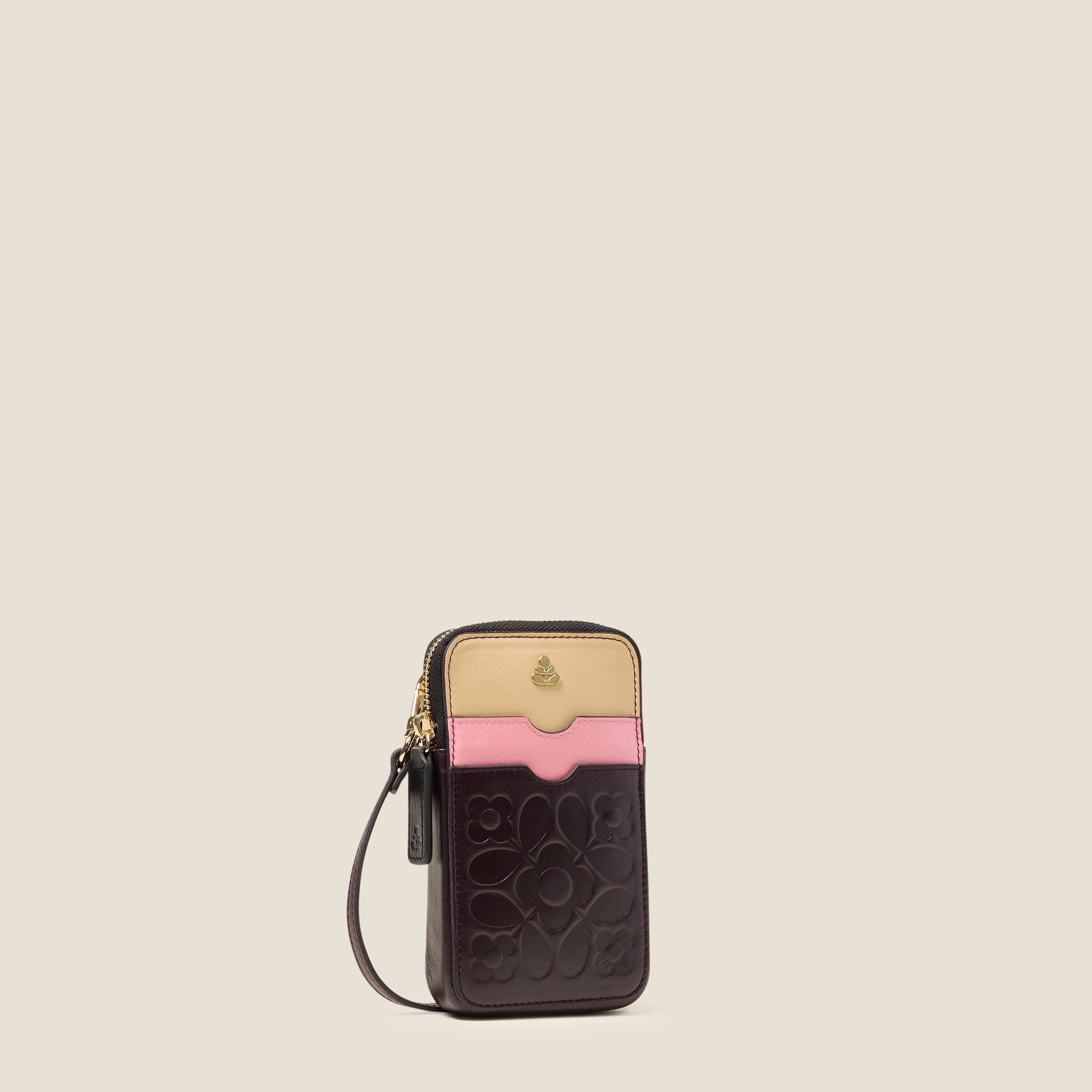 Ariel Leather Phone Case - Tile Emboss Burgundy