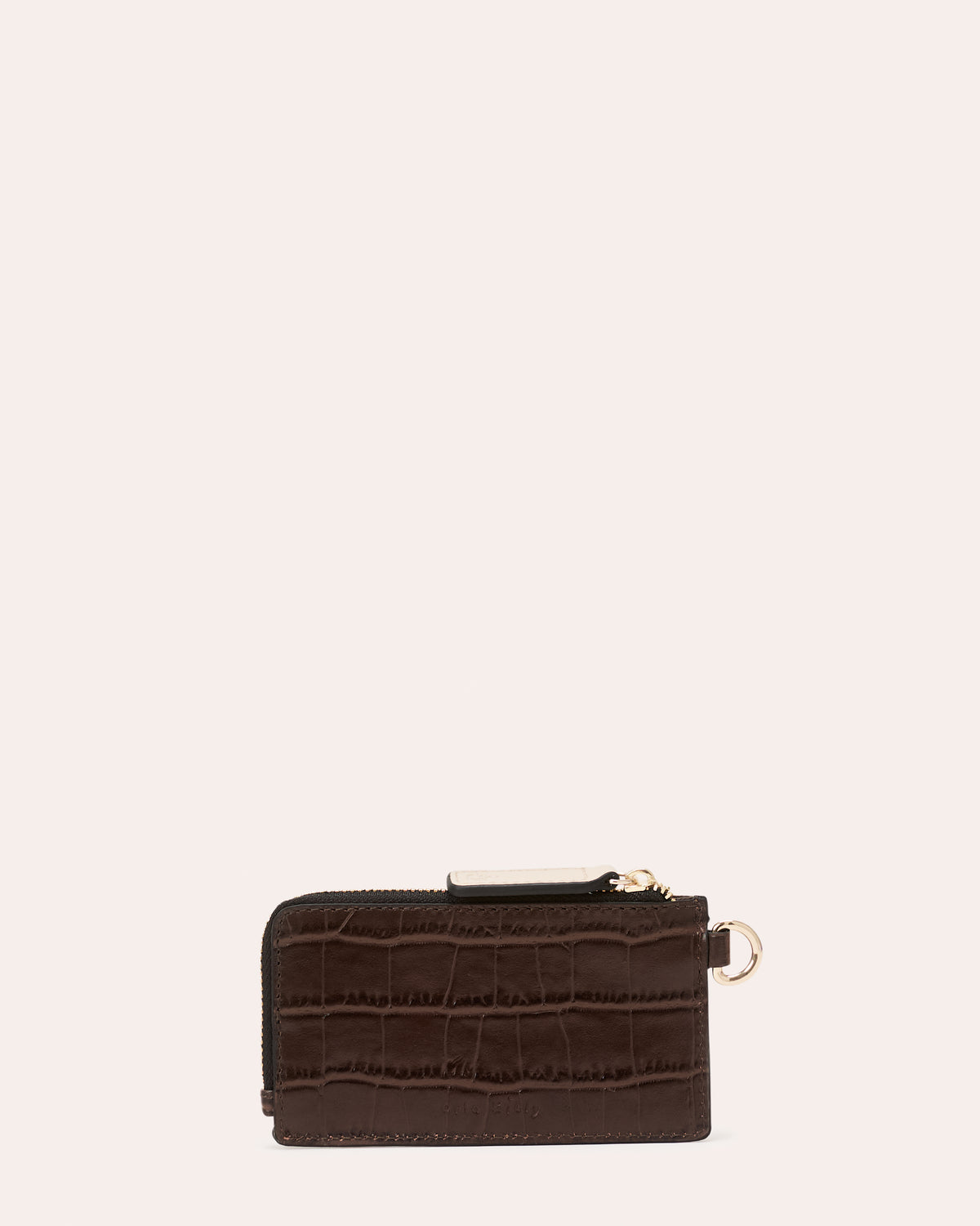 Frieda Leather Card Purse - Birdie Applique Chocolate Croc