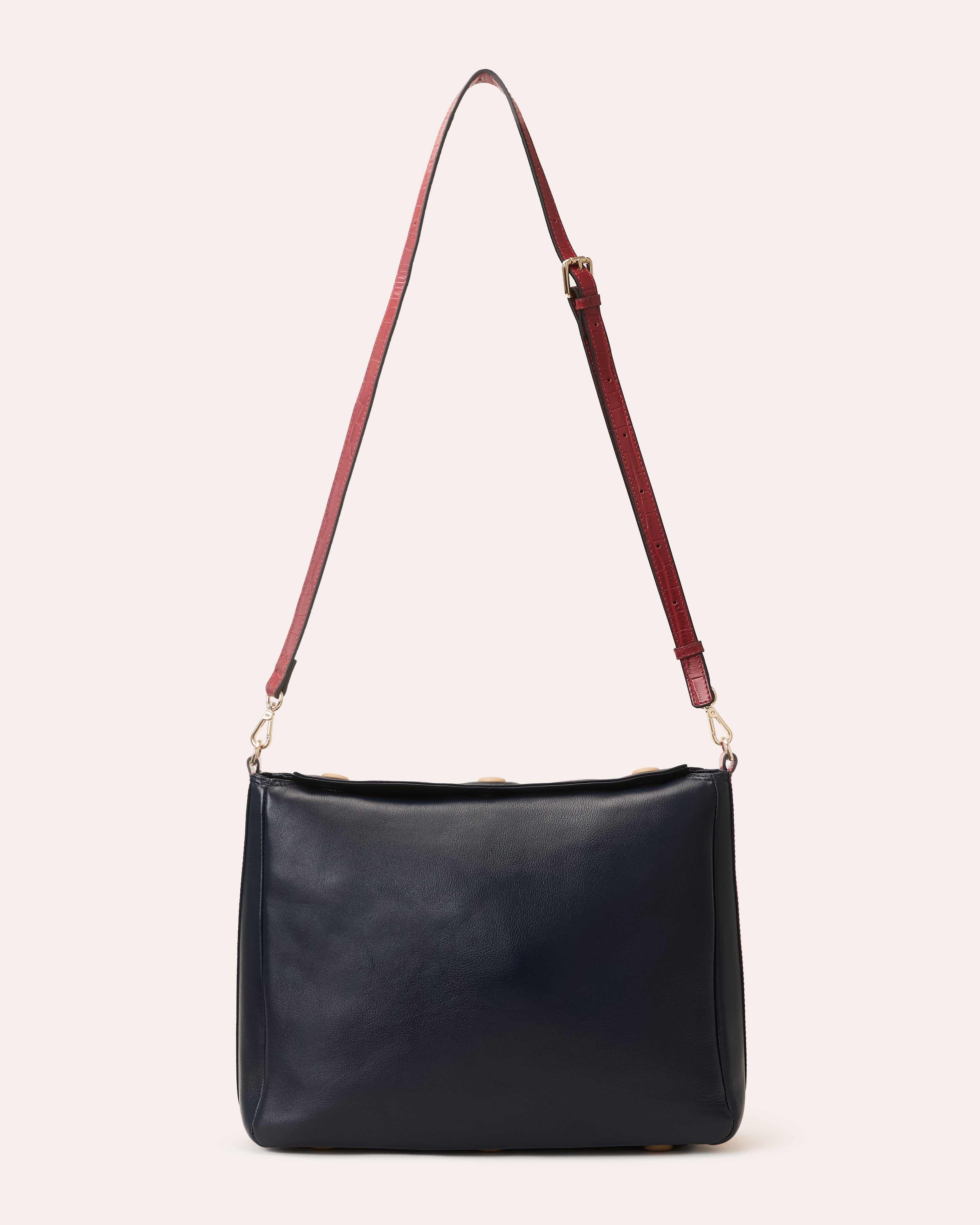 Large Softie Leather Shoulder Bag - OK Colour Block Navy