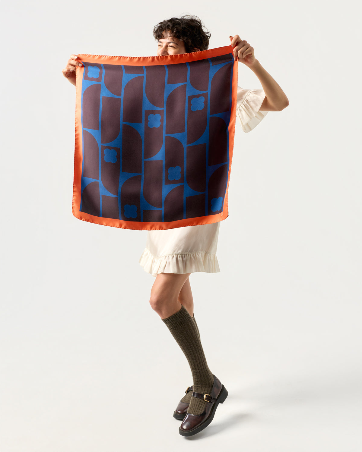 Medium Silk Scarf - Metro Tile Ink