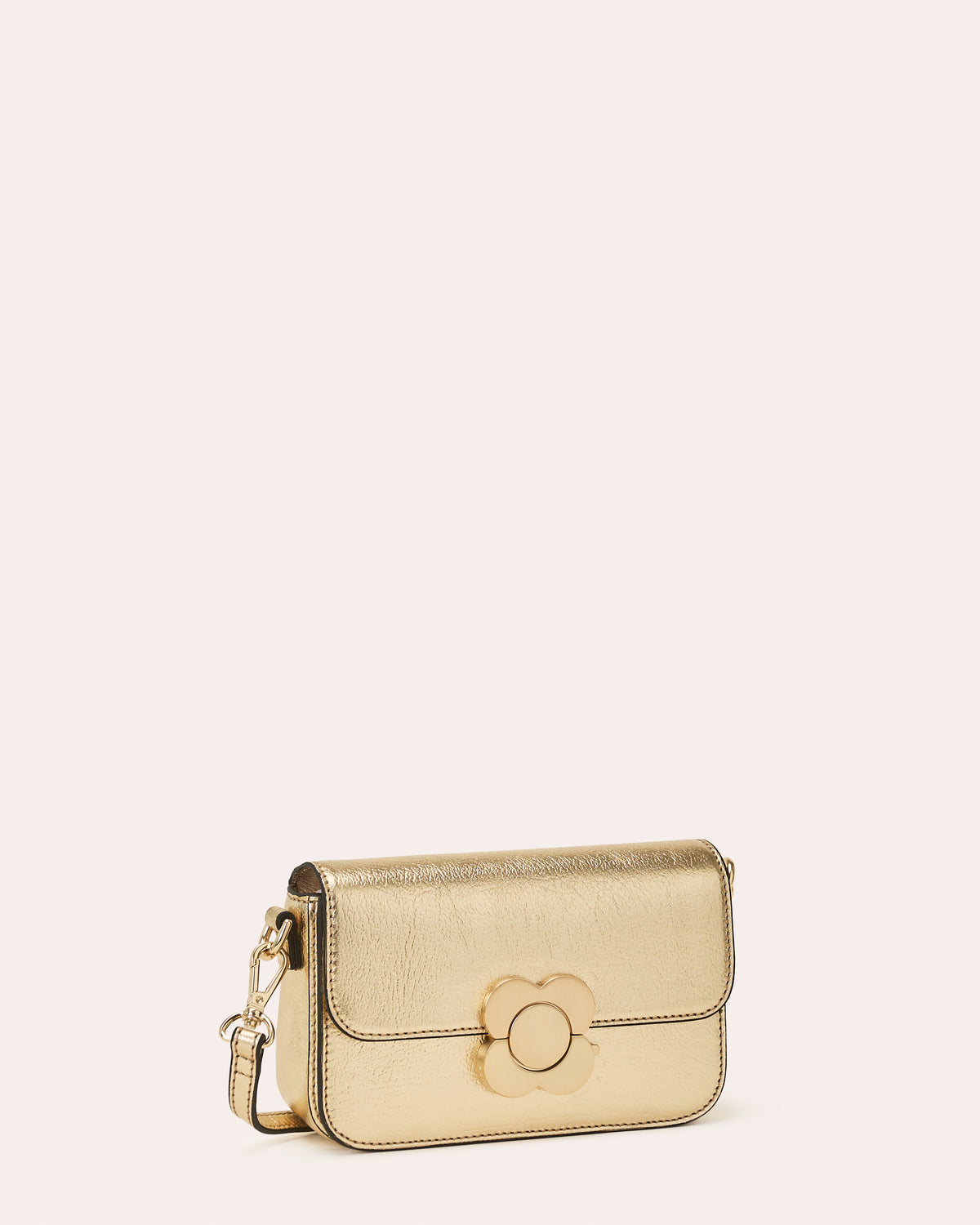 Extra Mini Eclipse Leather Crossbody - Gold Metallic Leather