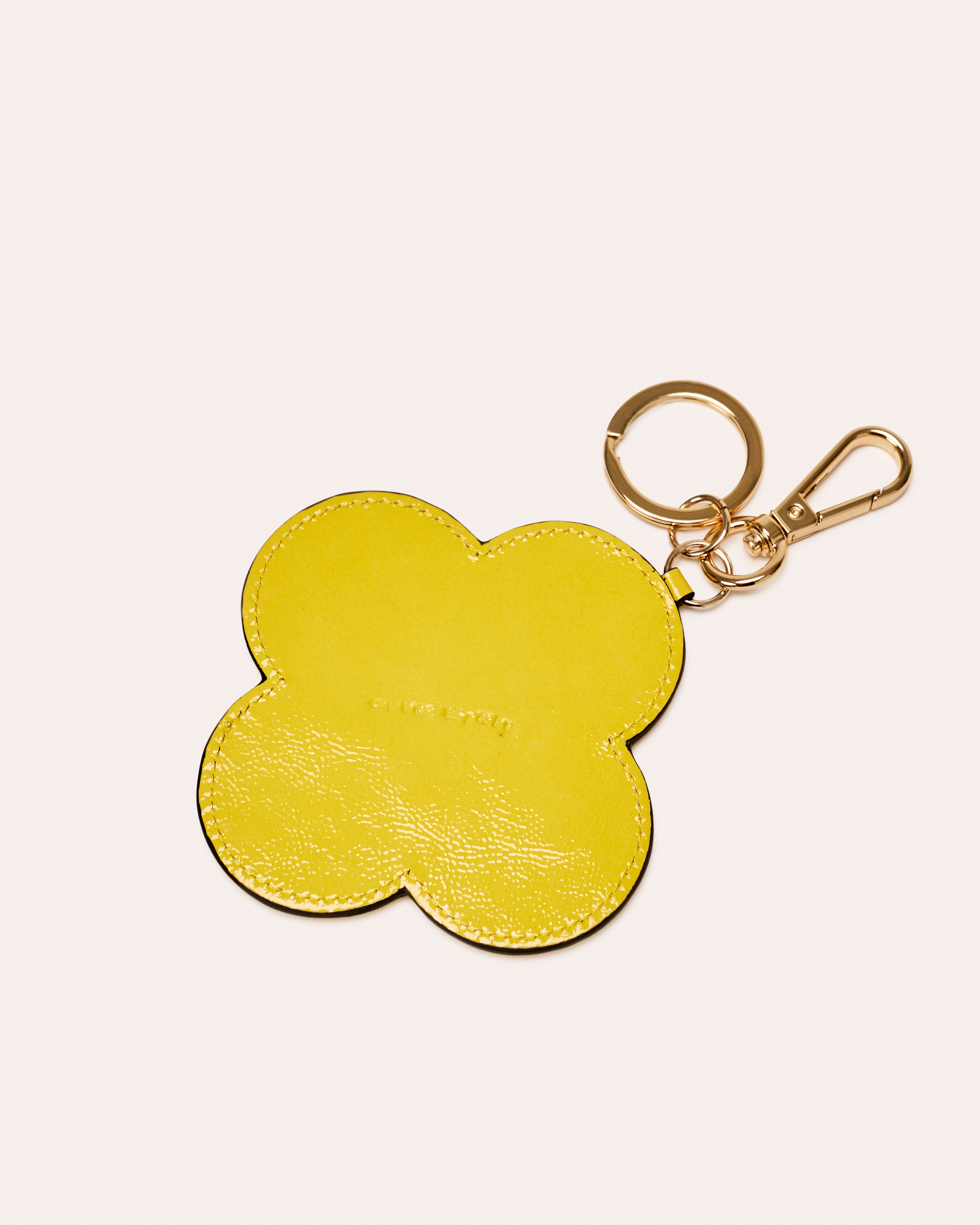 Four Petal Flower Keyring - Yellow & Chocolate