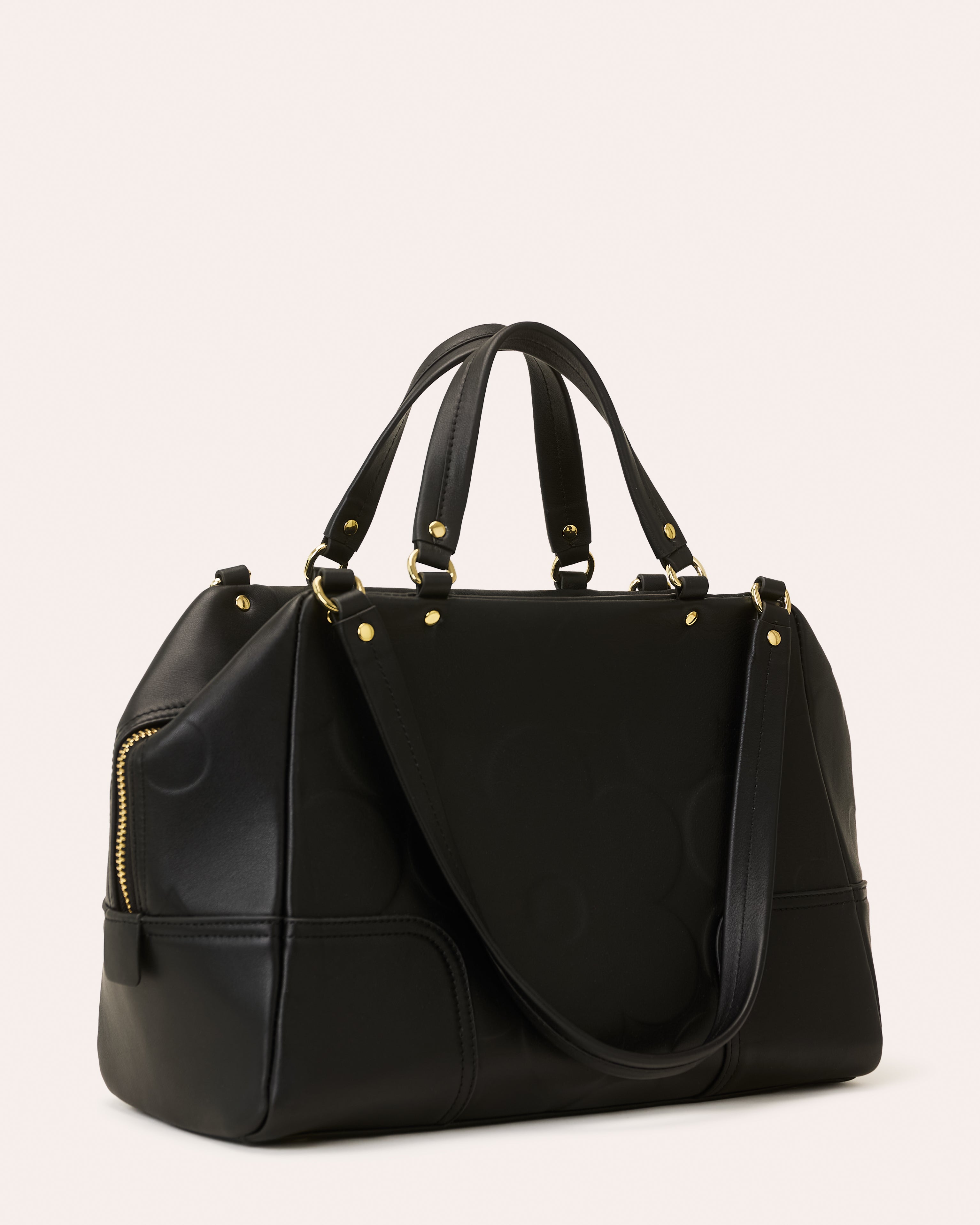 Opera Leather Shoulder Bag - Flower Power Black