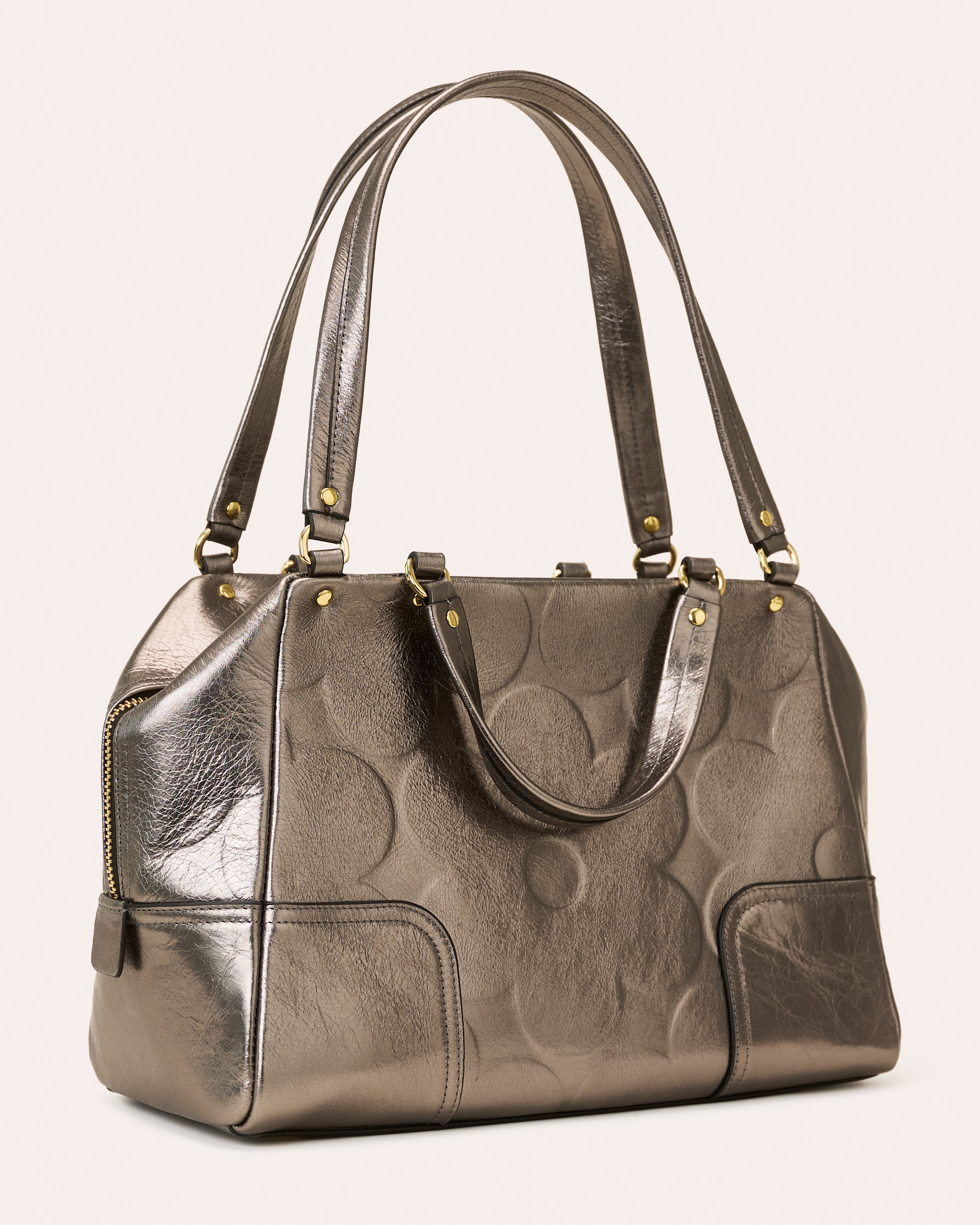 Opera Leather Shoulder Bag - Flower Power Mercury
