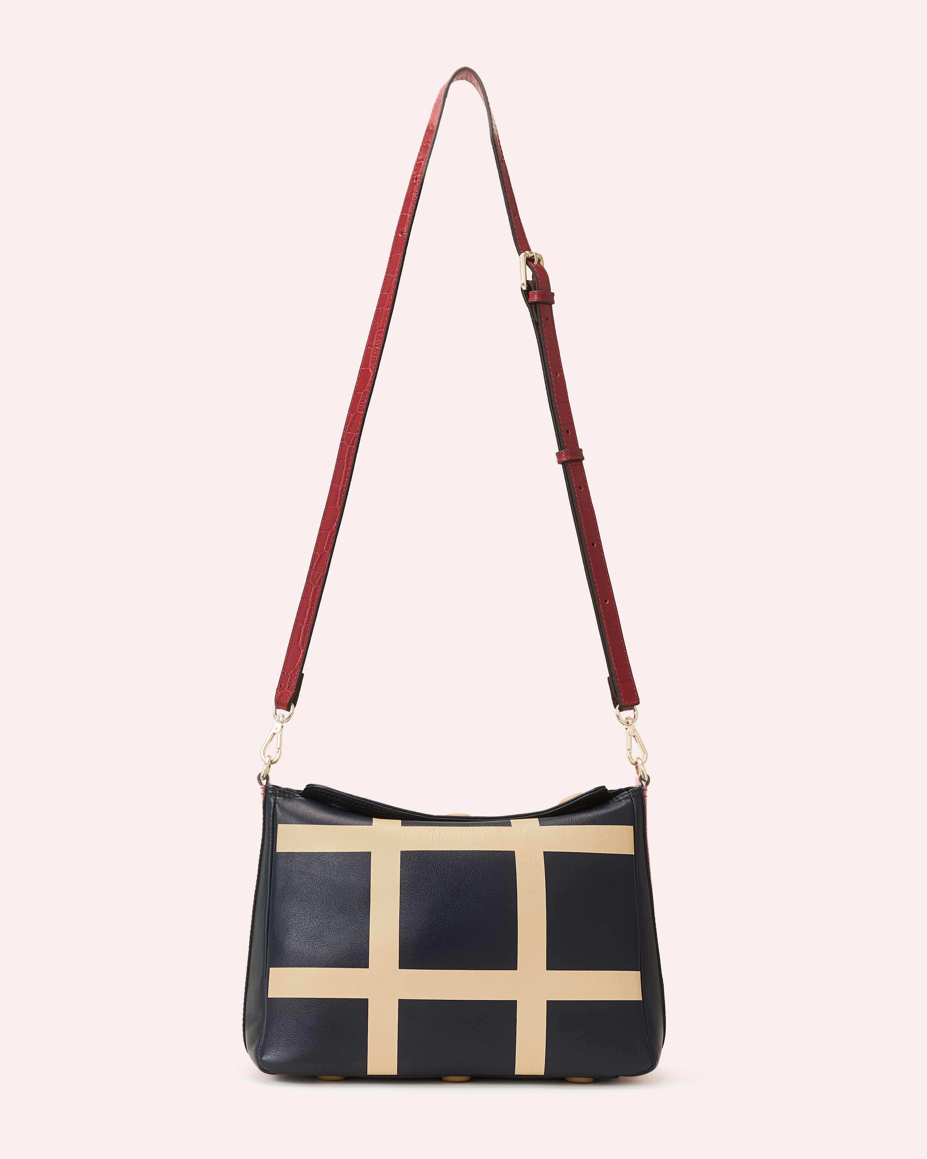 Small Softie Leather Shoulder Bag - OK Grid Navy