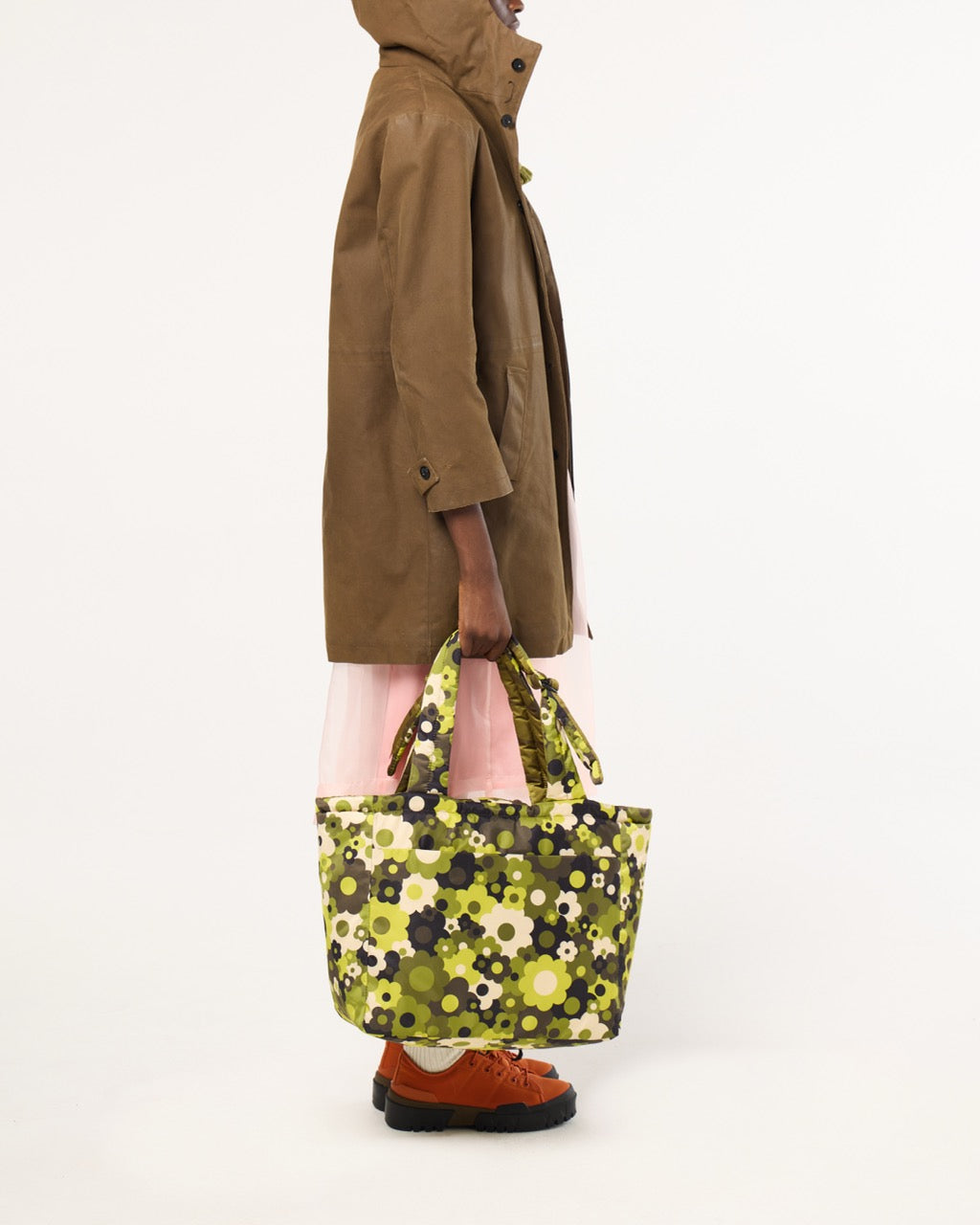 Reversible Puffy Tote - Solid Stem Khaki and Fern