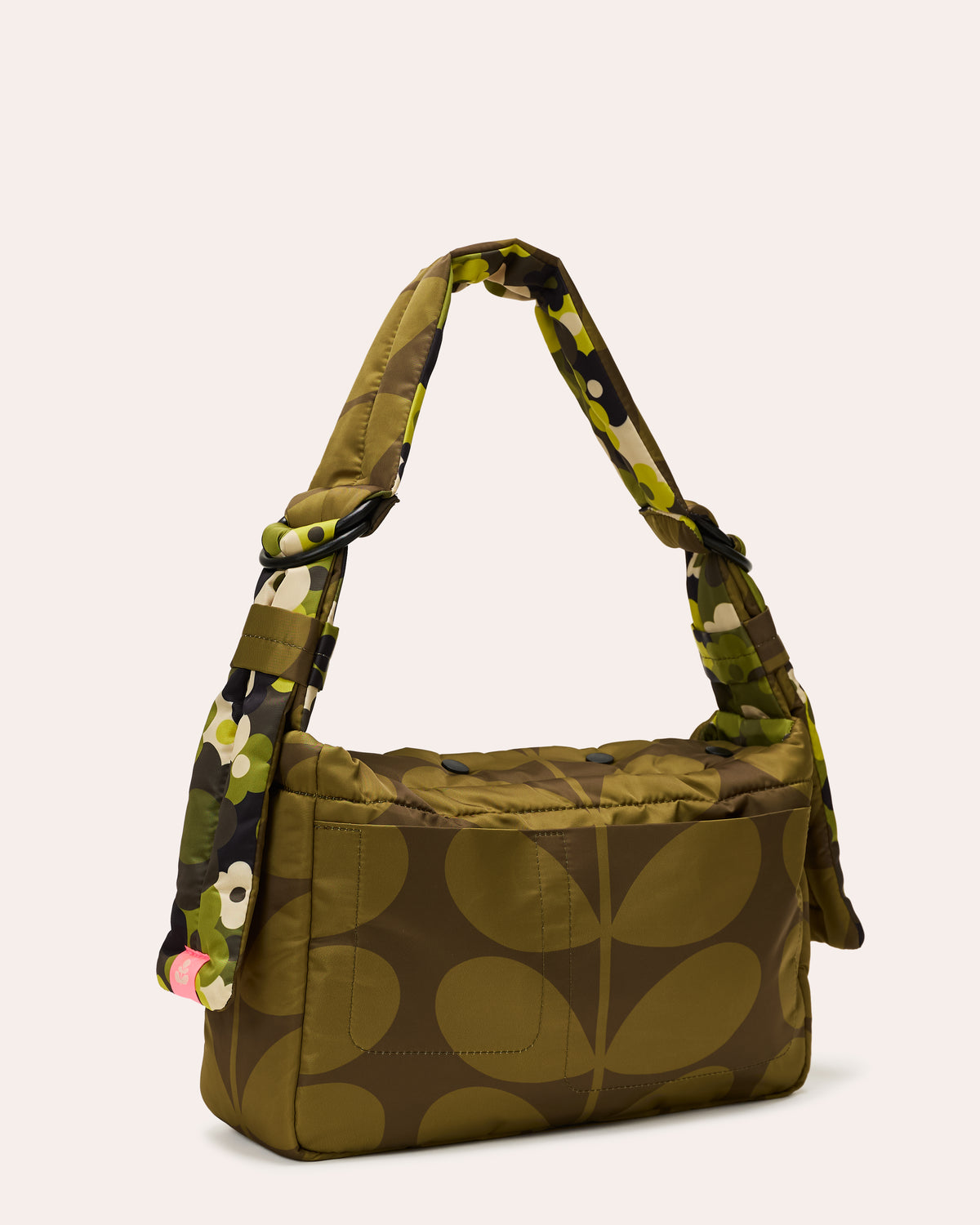 Reversible Puffy Shoulder Bag - Solid Stem Khaki and Fern