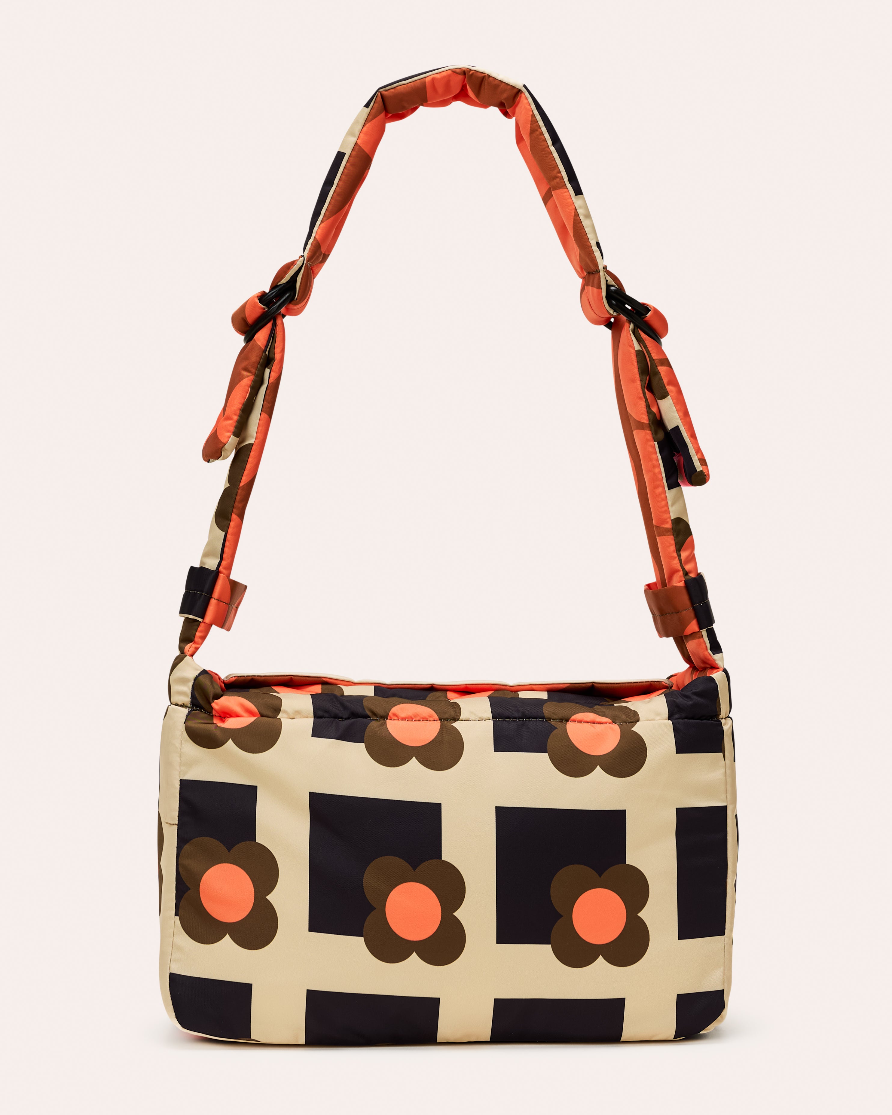 Reversible Puffy Shoulder Bag - Solid Stem Marmalade and Clementine