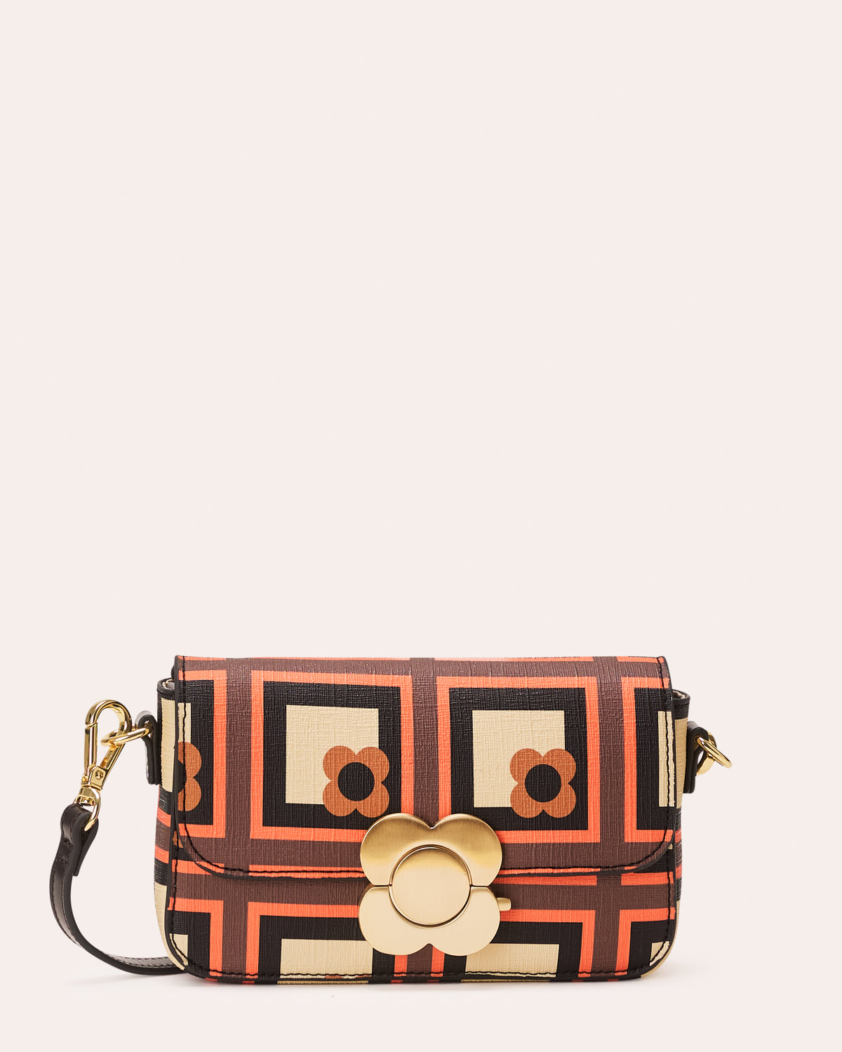 Lena Mini Crossbody - Retro Flower Check Orange