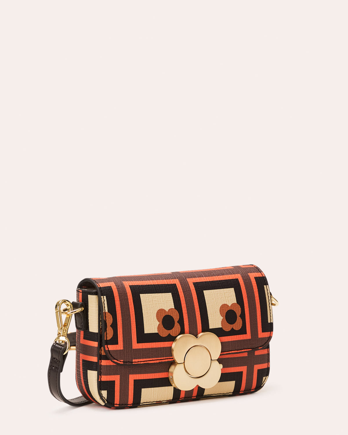 Lena Mini Crossbody - Retro Flower Check Orange