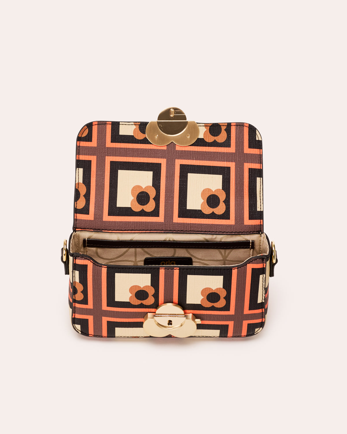 Lena Mini Crossbody - Retro Flower Check Orange