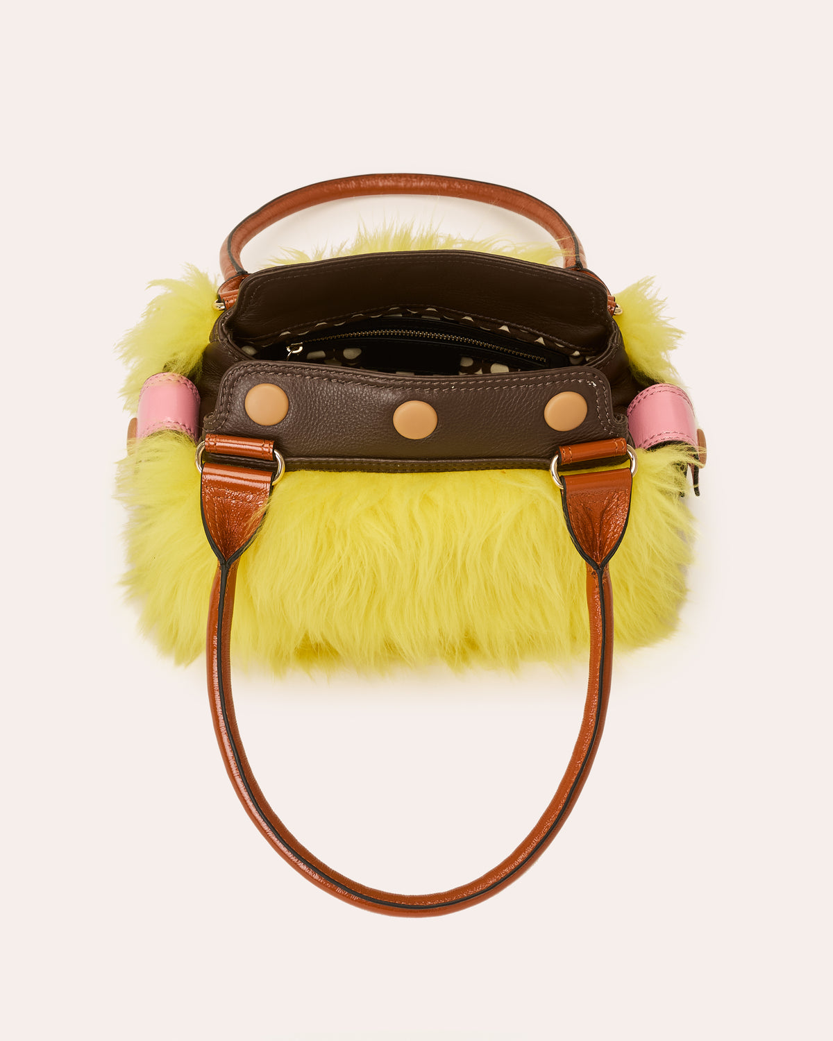 Mini Pockety Sheepskin Shoulder Bag - OK Colourblock Chocolate