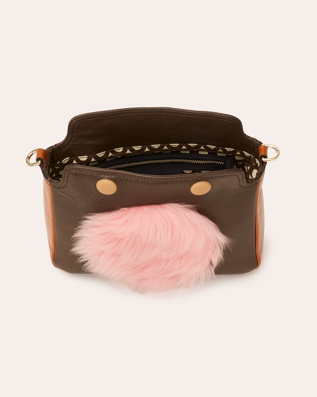 Mini Softie Leather Handbag - Sheepskin Applique Chocolate