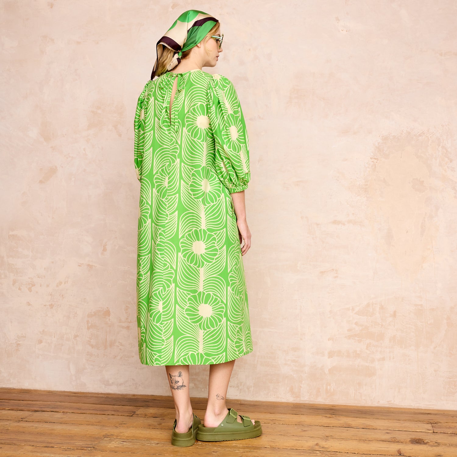 Bella Puff Sleeve Dress Moonflower Spring Green
