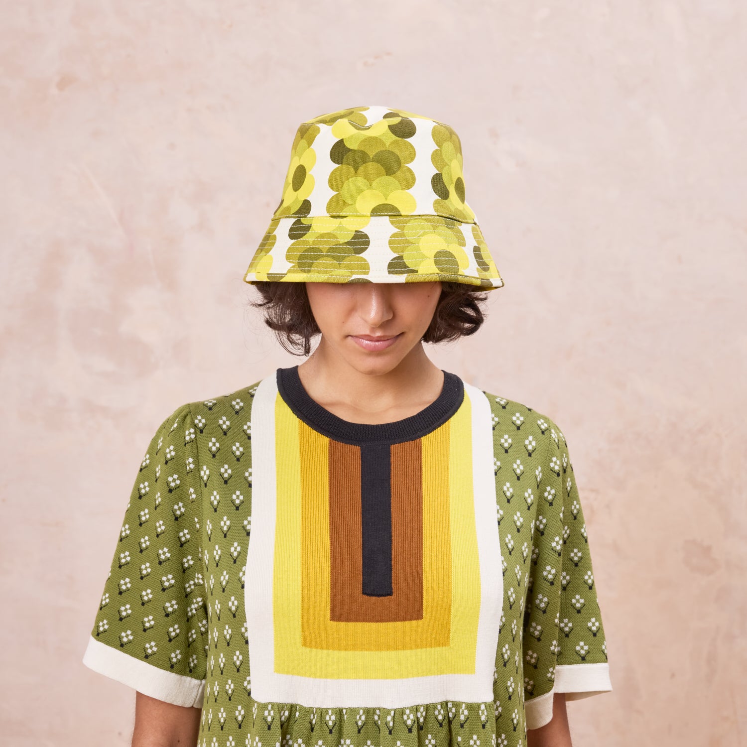 Bucket Hat - Retro Flower Yellow