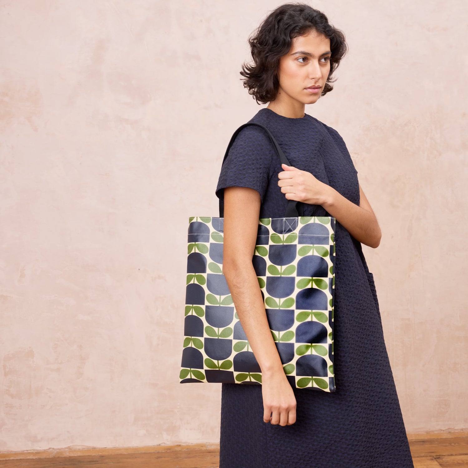 Rollaway Book Bag - Block Flower Leaf