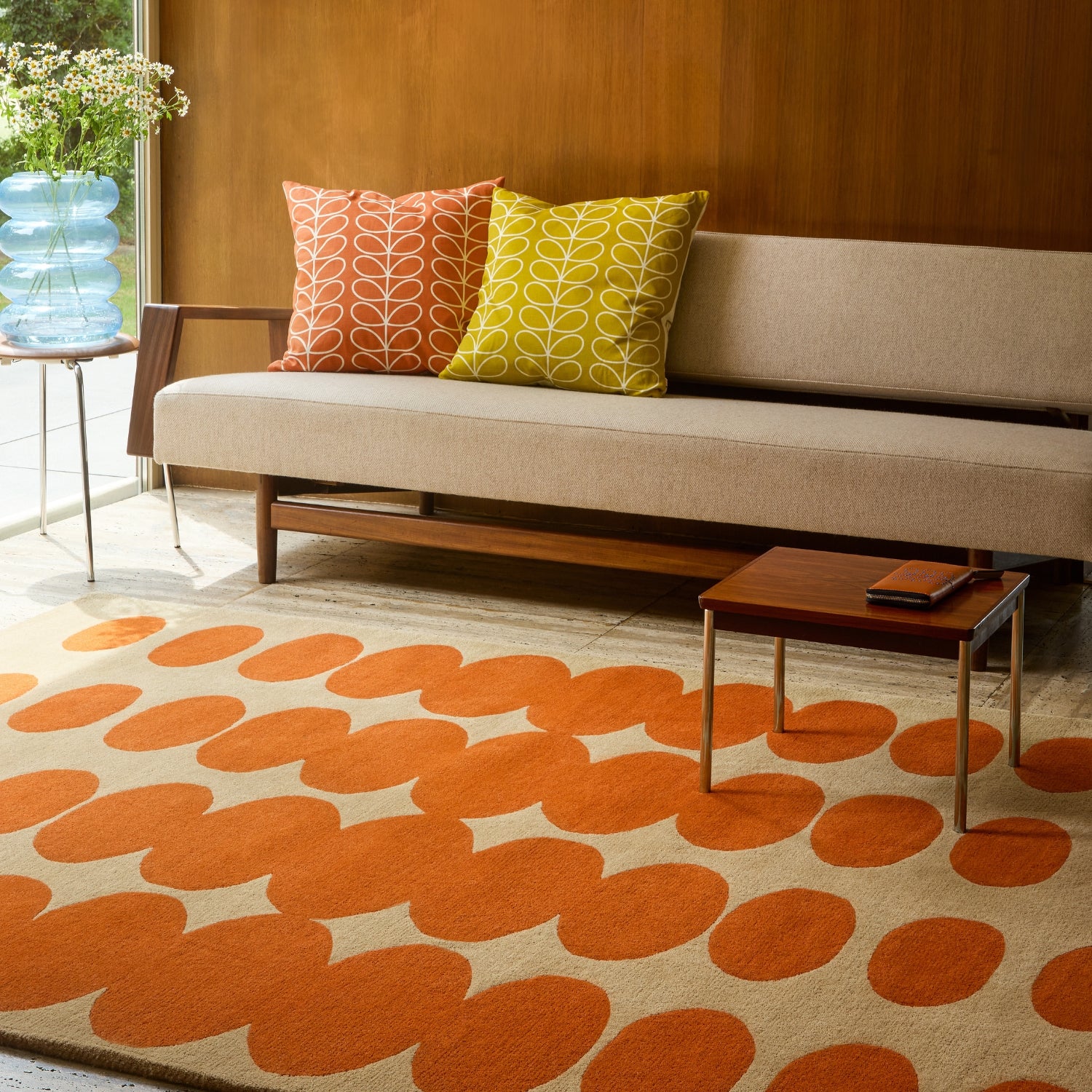 Optical Oval Rug - Orange Sand