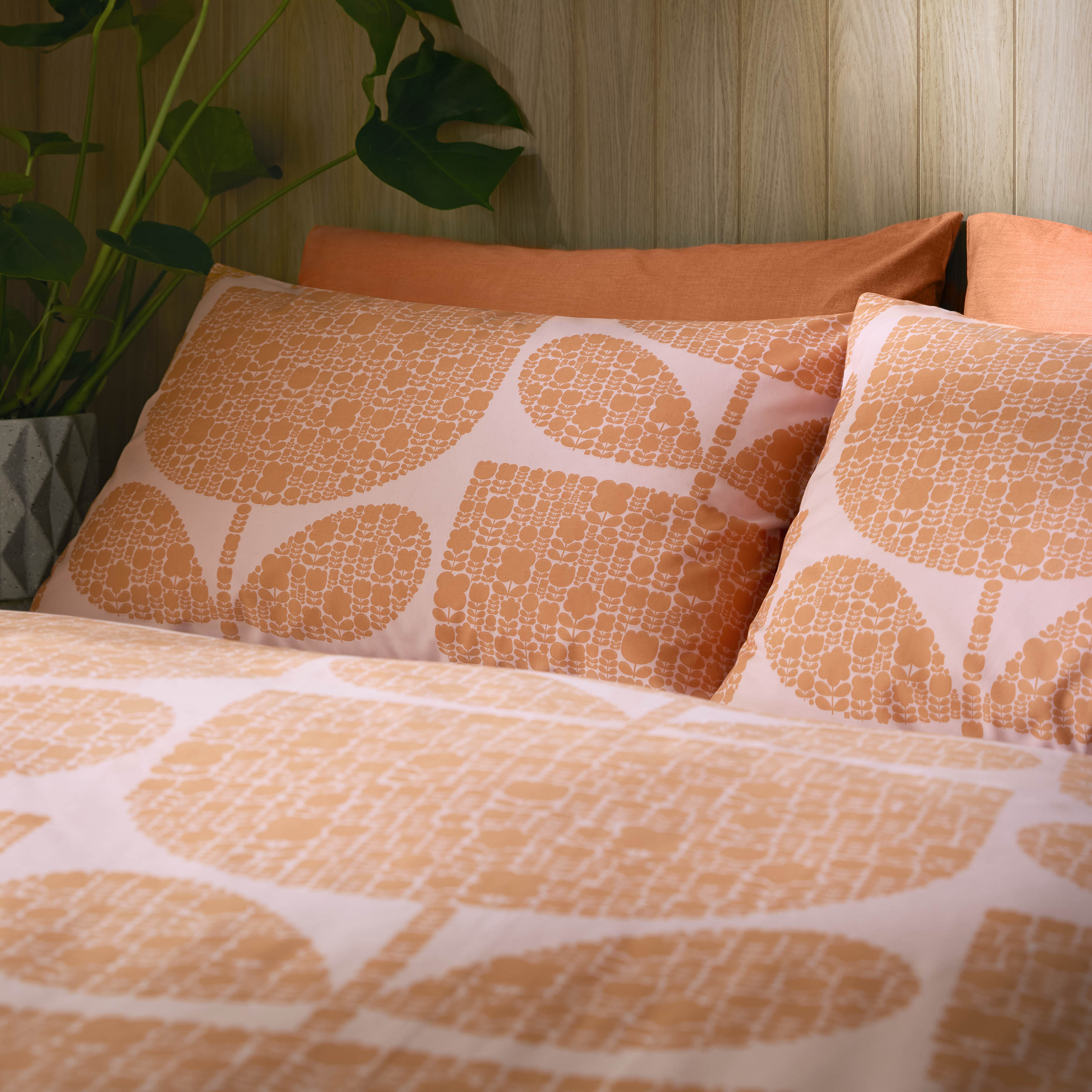 Block Garden Bed Linen Set - Orange Sorbet