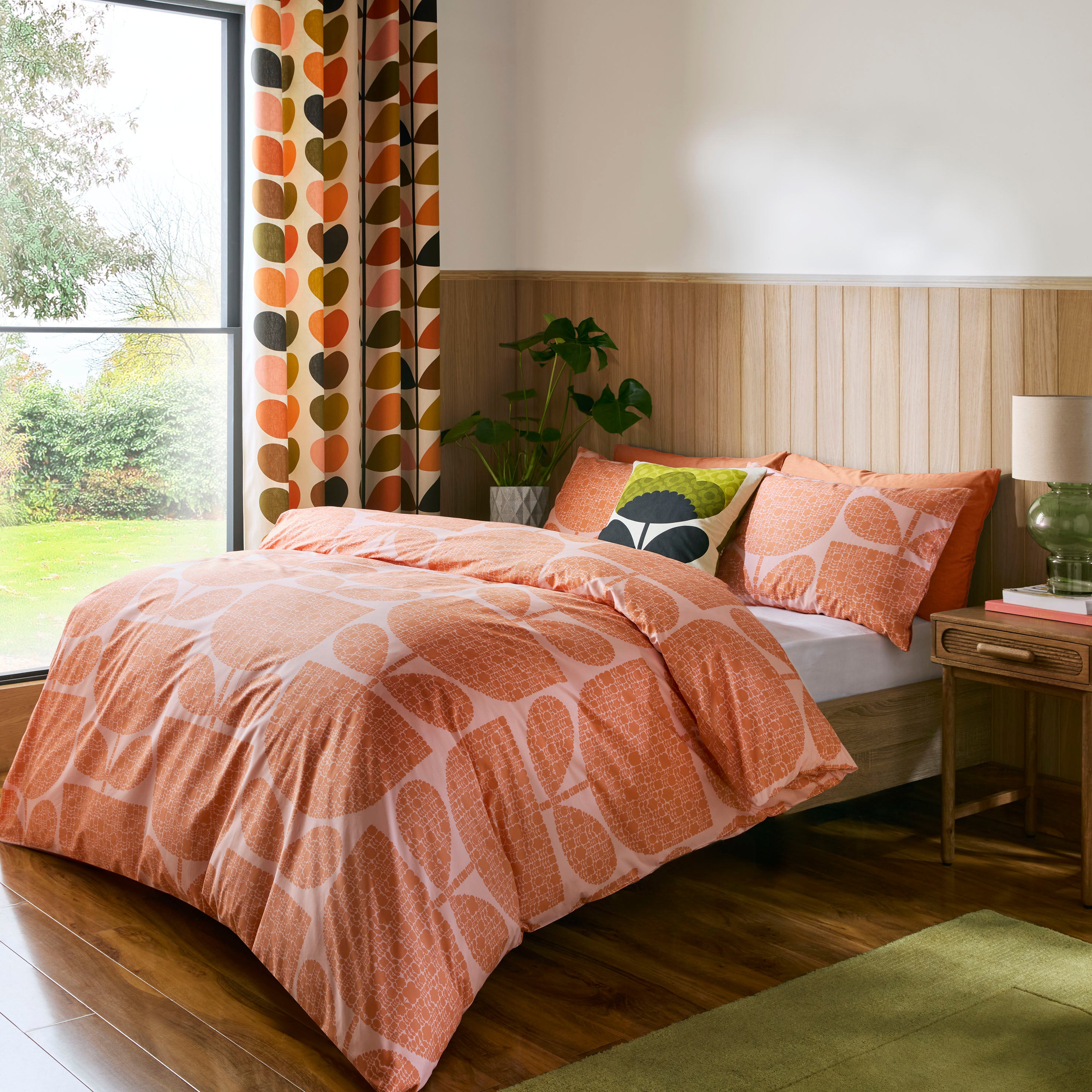 Block Garden Bed Linen Set - Orange Sorbet