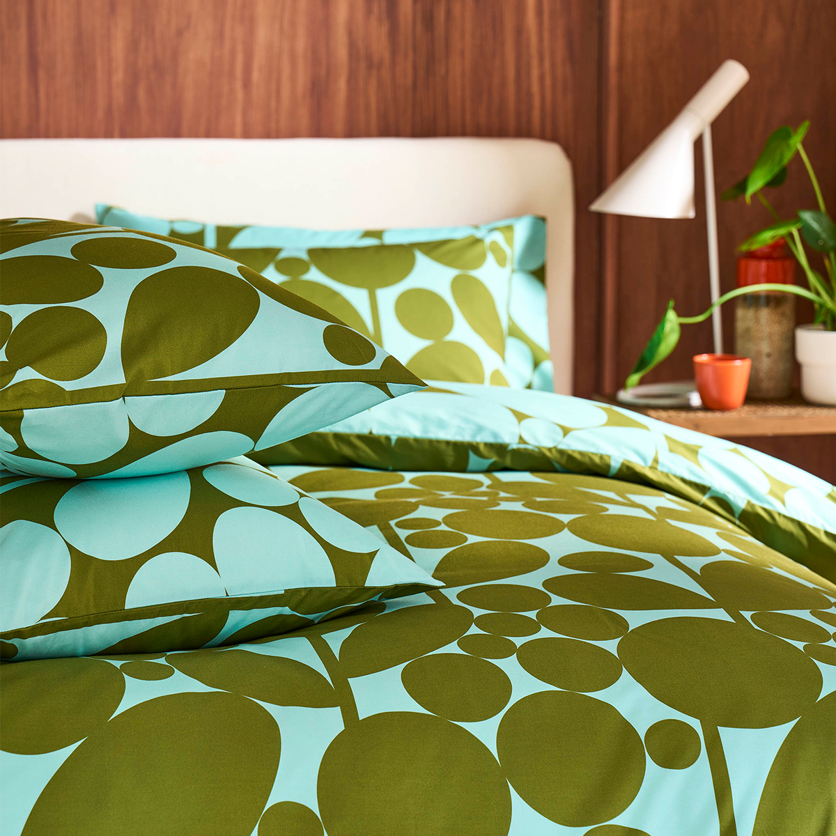 Bubble Flower Reversible Bed Linen Set - Aqua Seagrass