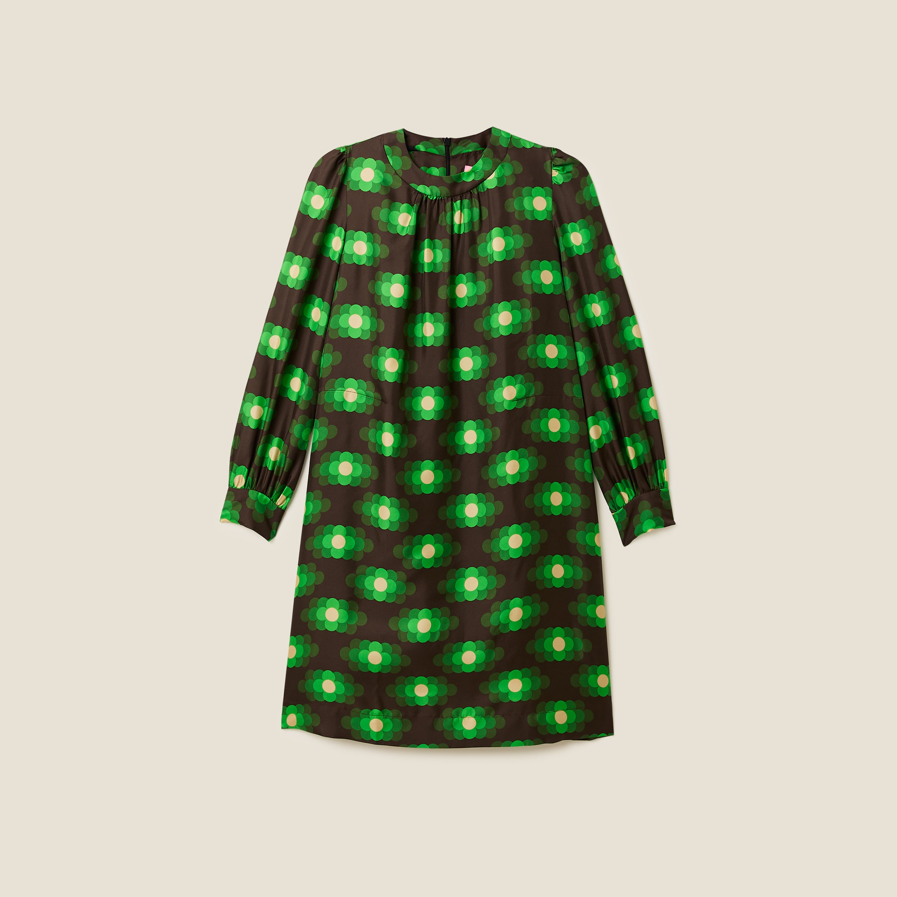 Orla Long Sleeve Mini Silk Dress - Flower Haze