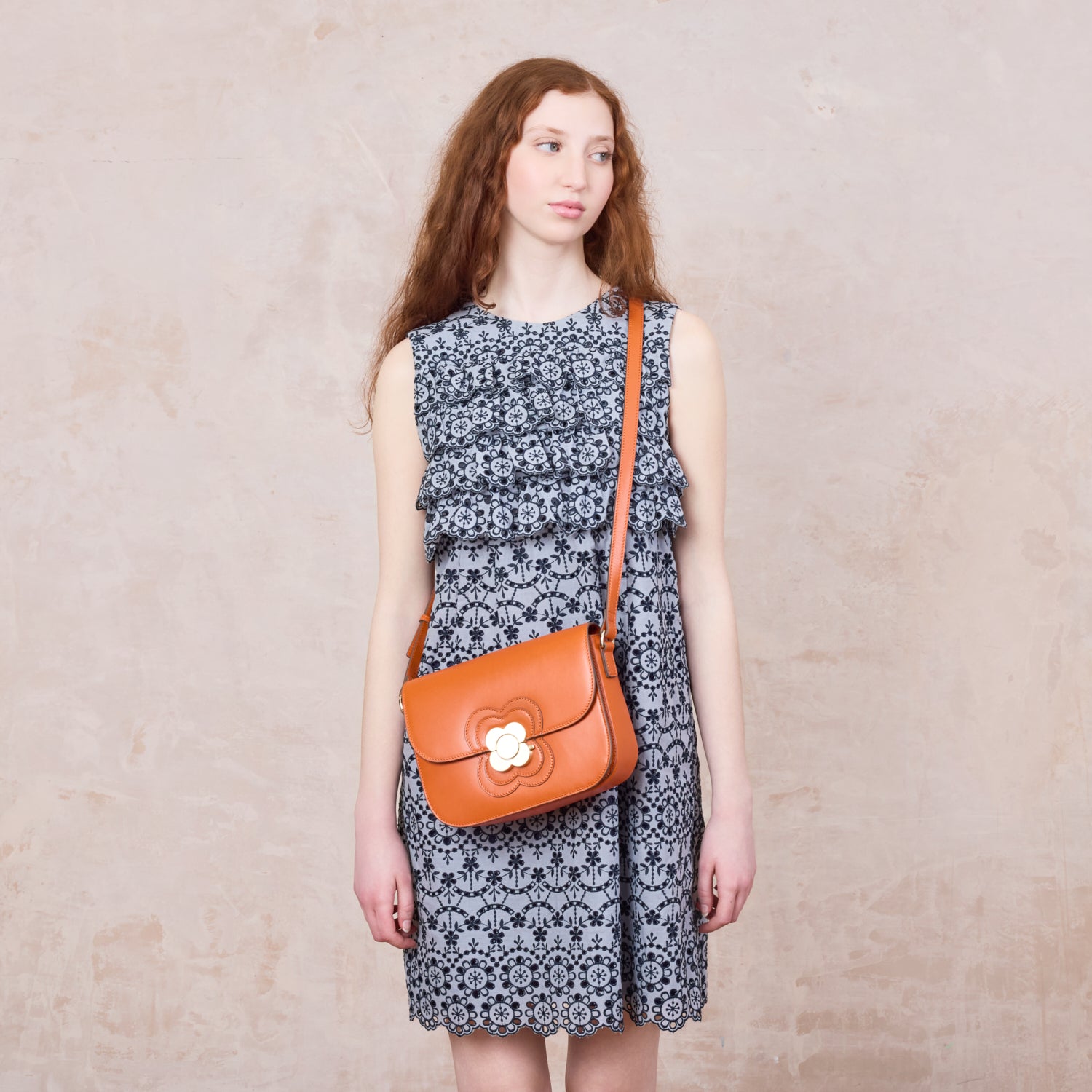 Eclipse Leather Crossbody Bag - Orange