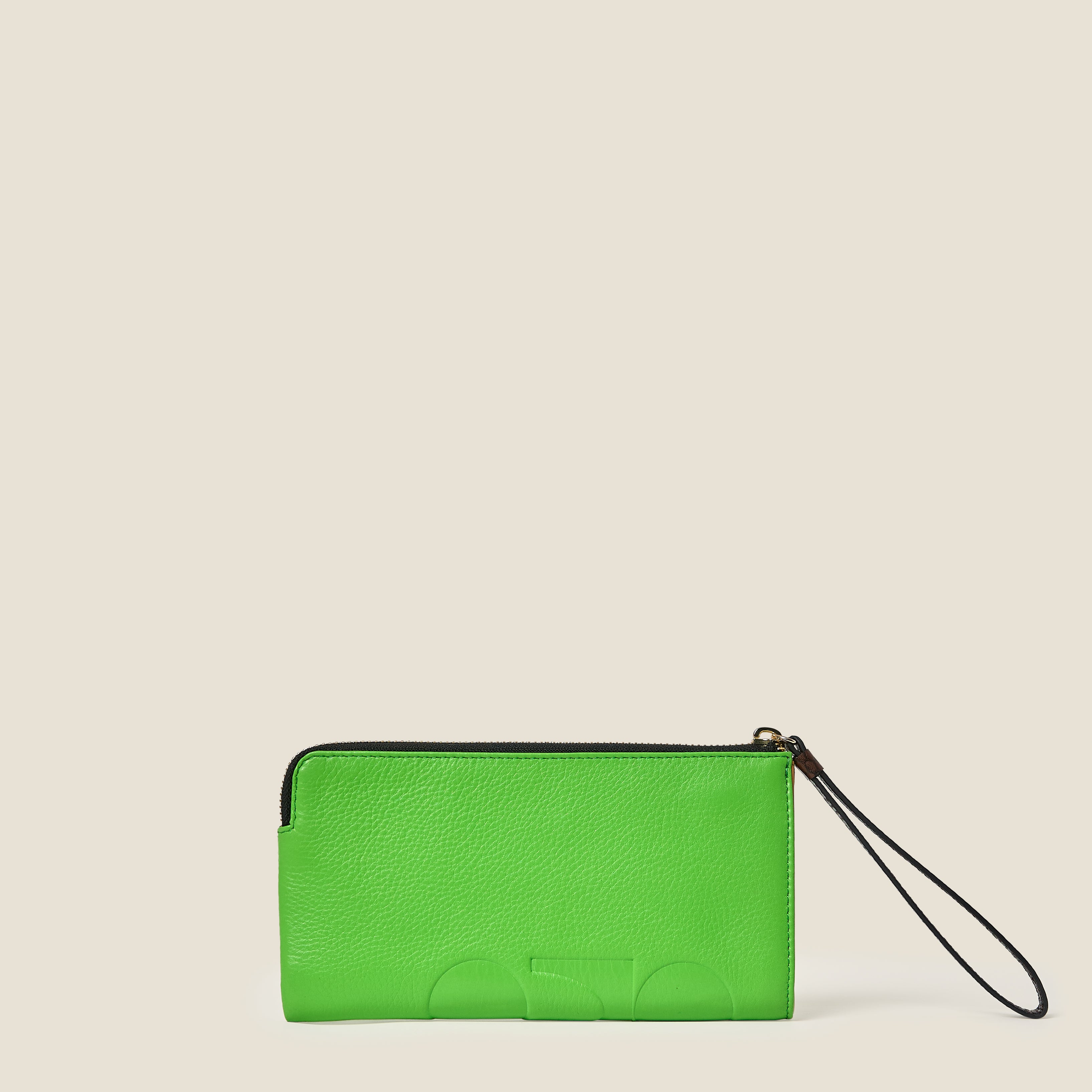 Flat Zip Leather Wallet - Lawn Green