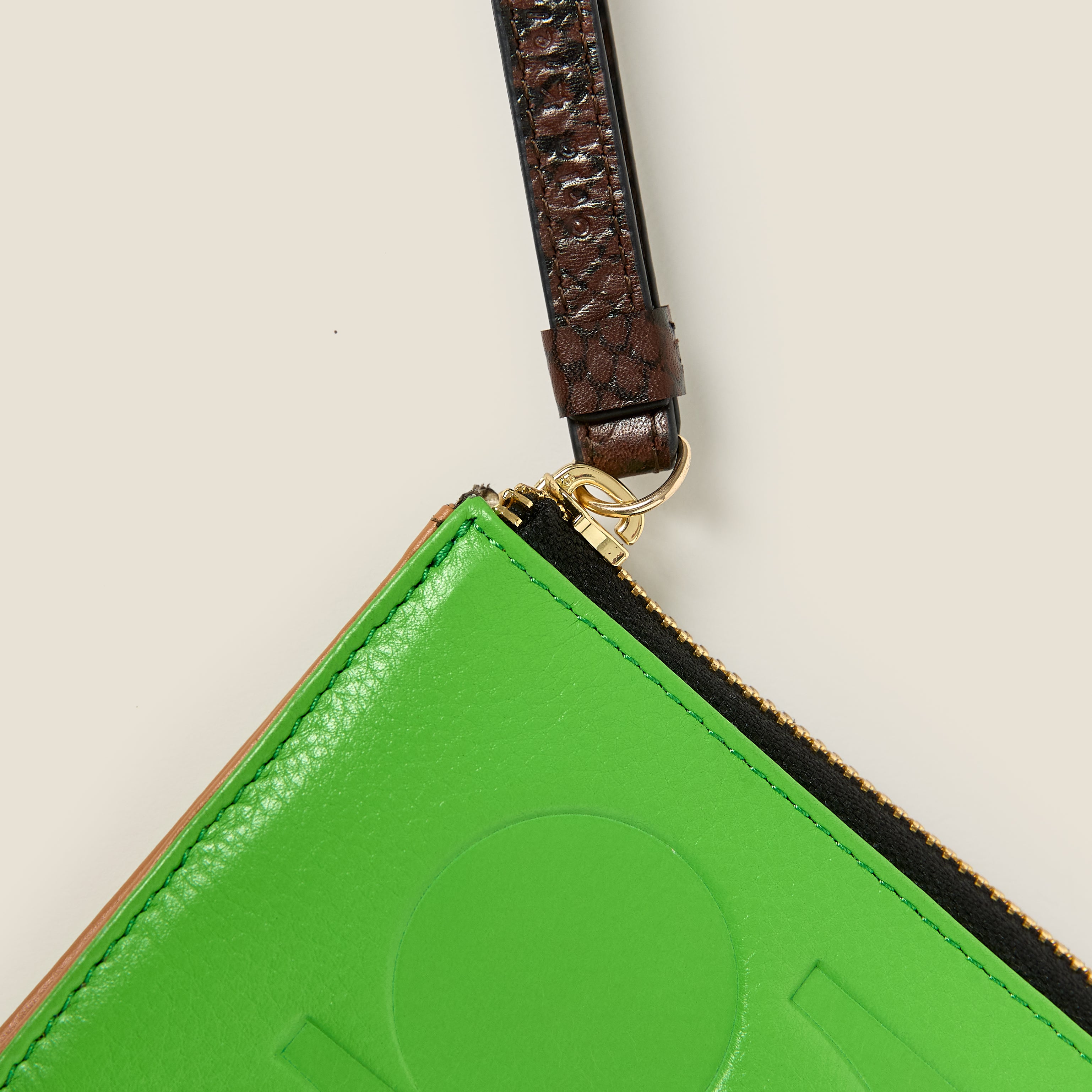 Flat Zip Leather Wallet - Lawn Green