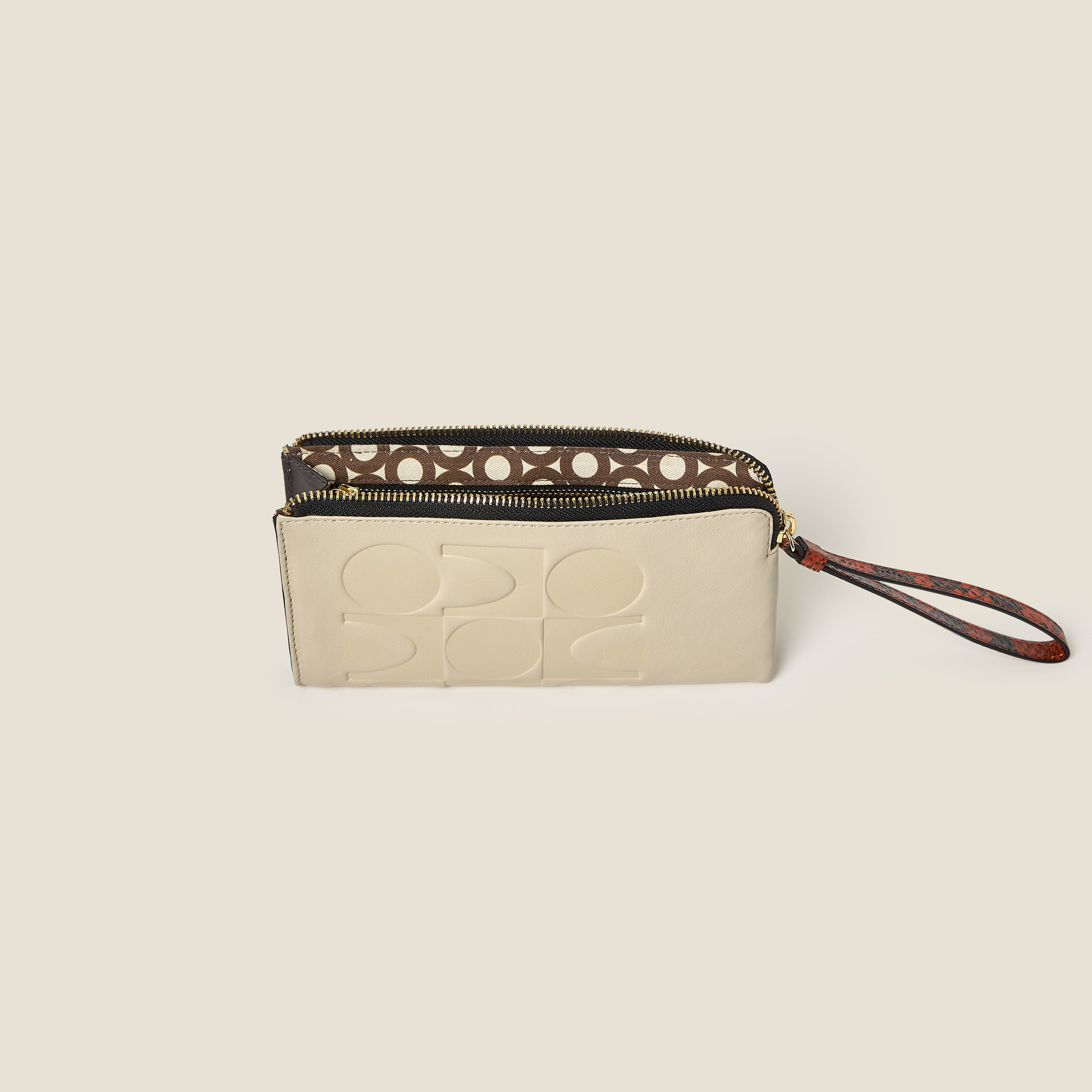 Flat Zip Leather Wallet - White Crème