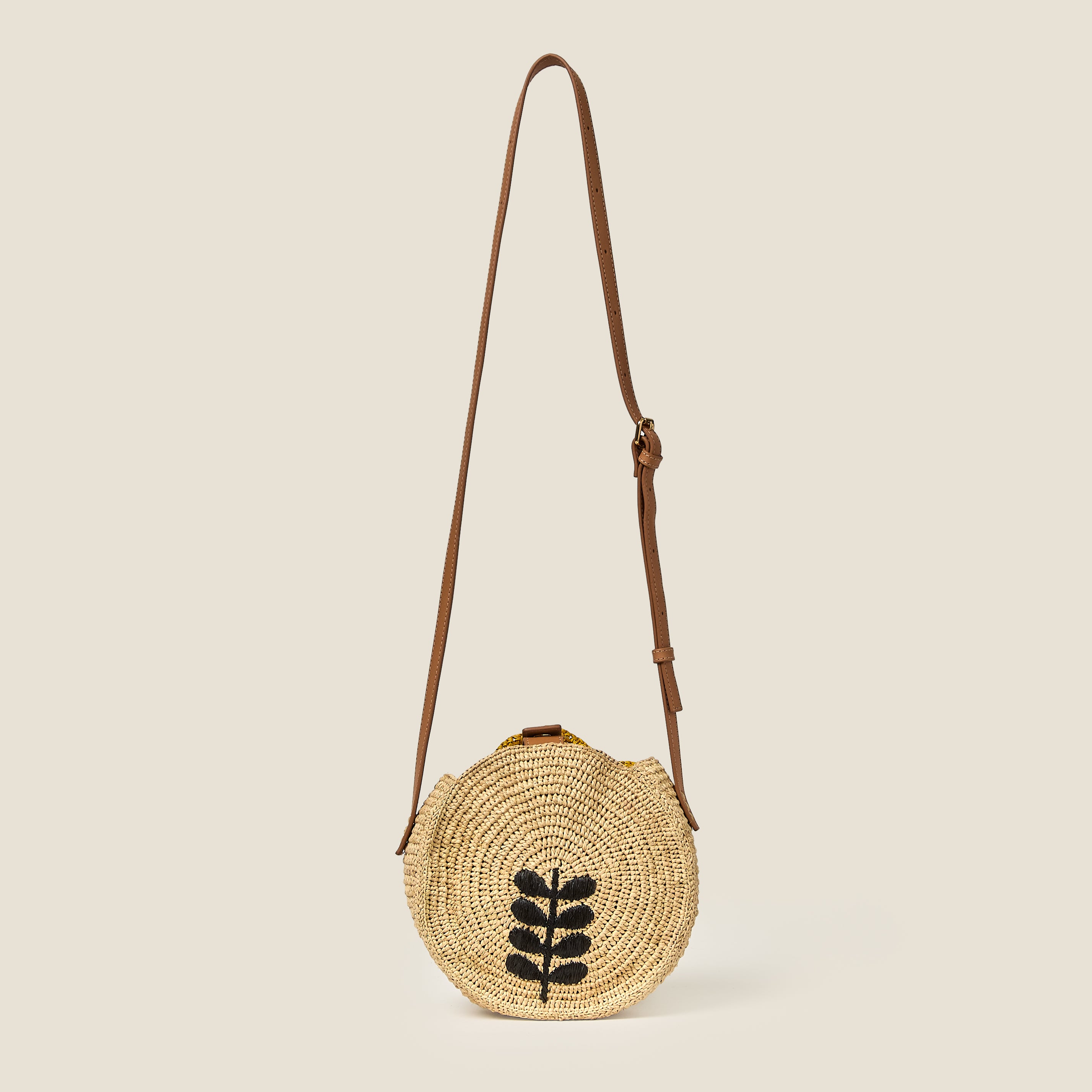 Flower Circle Raffia Crossbody - Sunflower