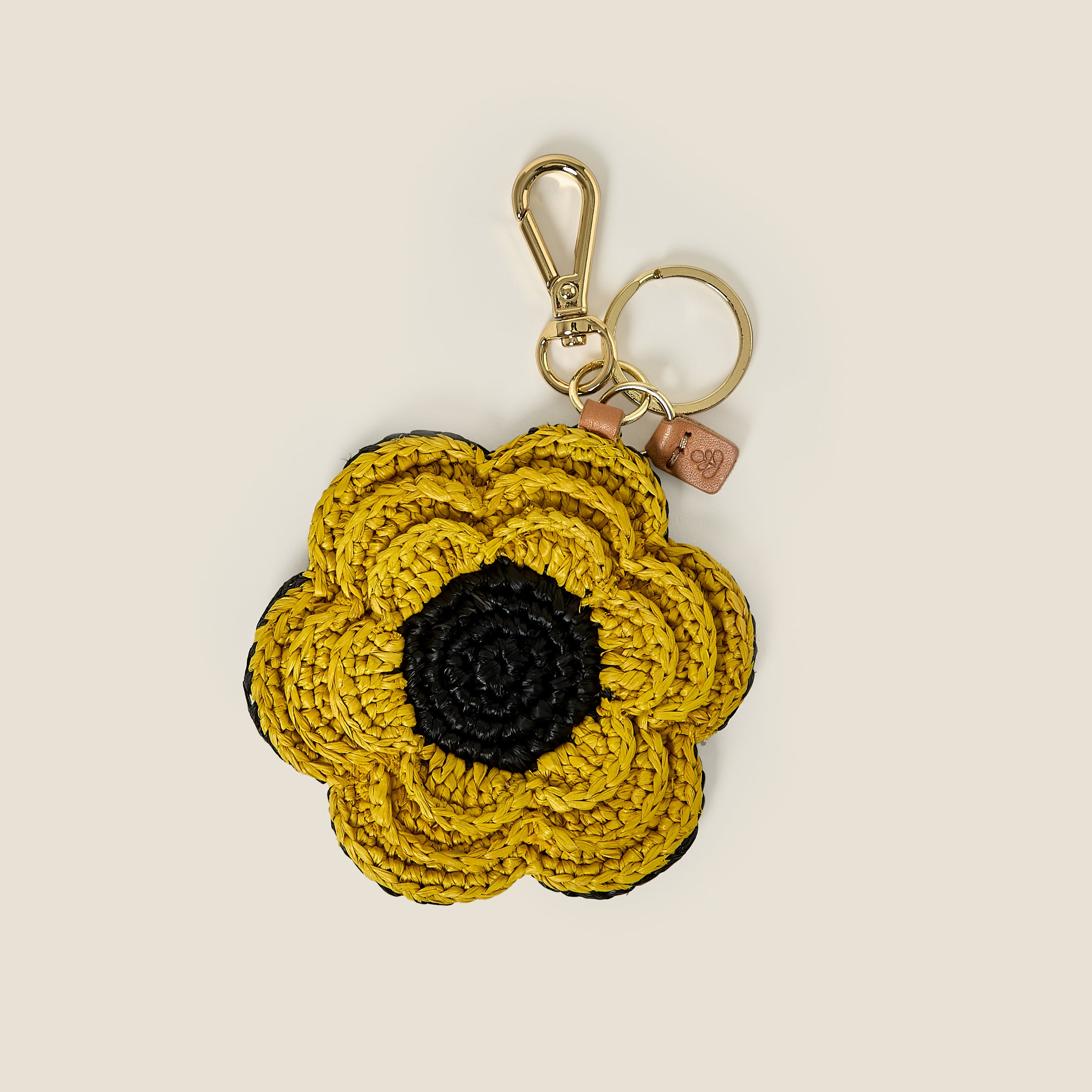 Flower Raffia Keyring - Sunflower