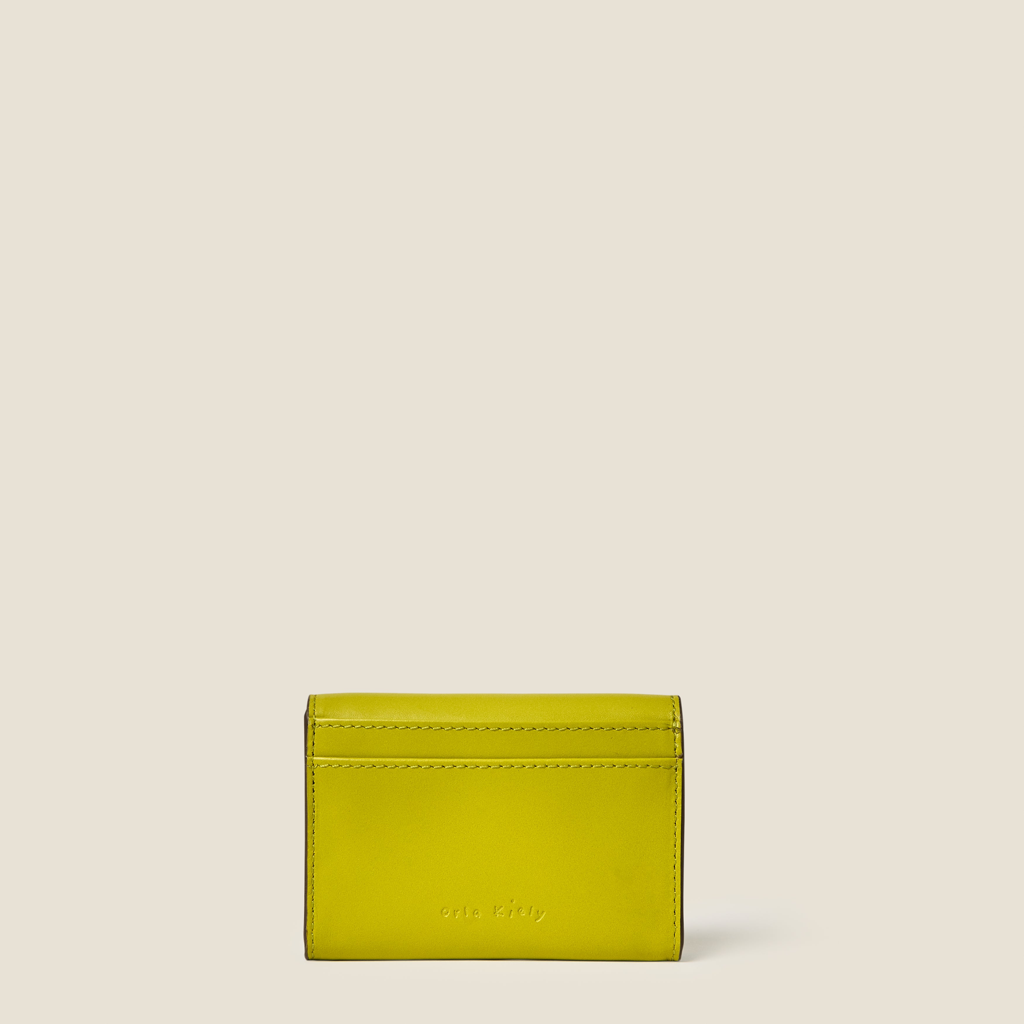 Folded Leather Card Holder - Chartreuse