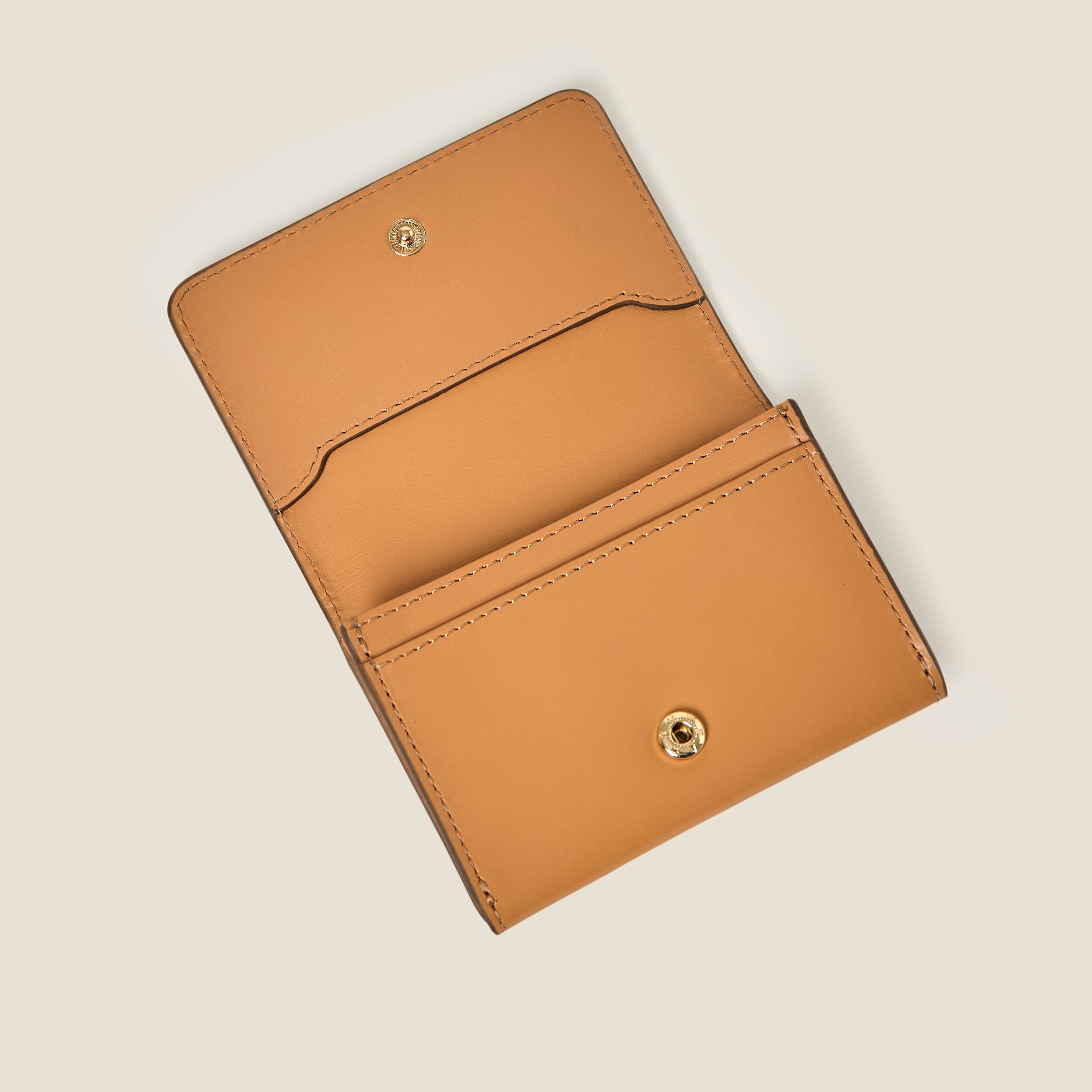 Folded Leather Card Holder - Light Tan
