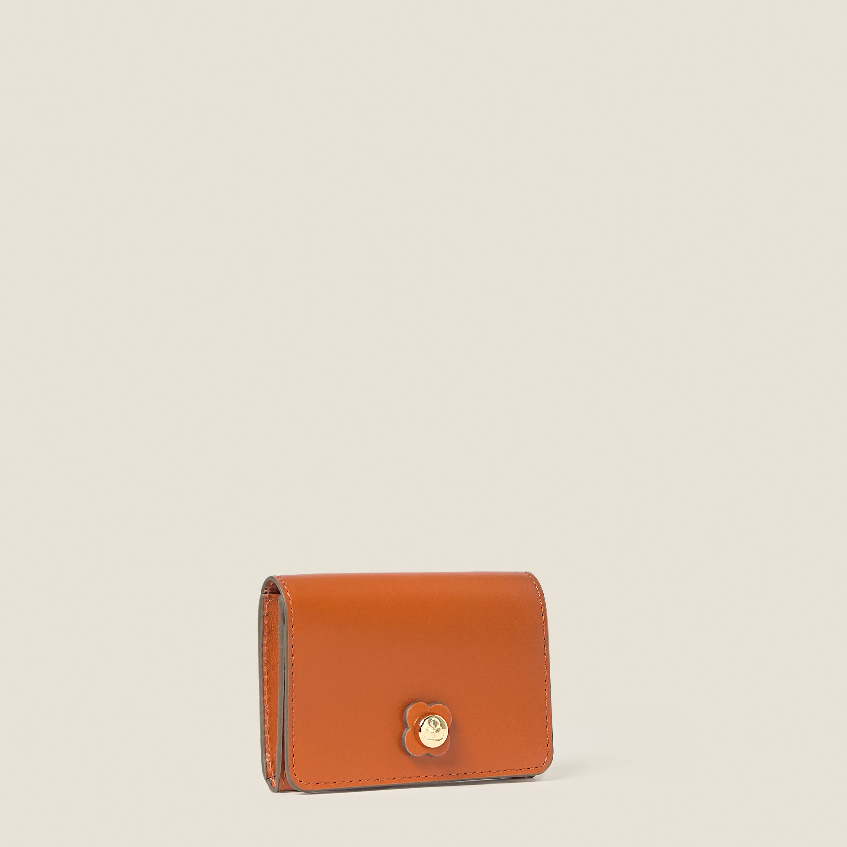 Folded Leather Card Holder - Orange