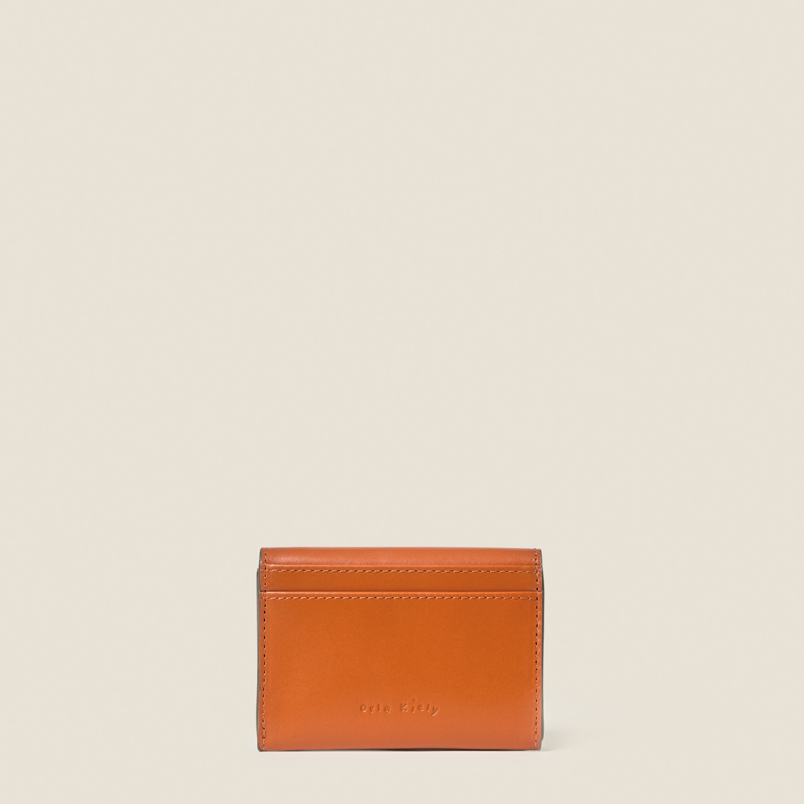 Folded Leather Card Holder - Orange